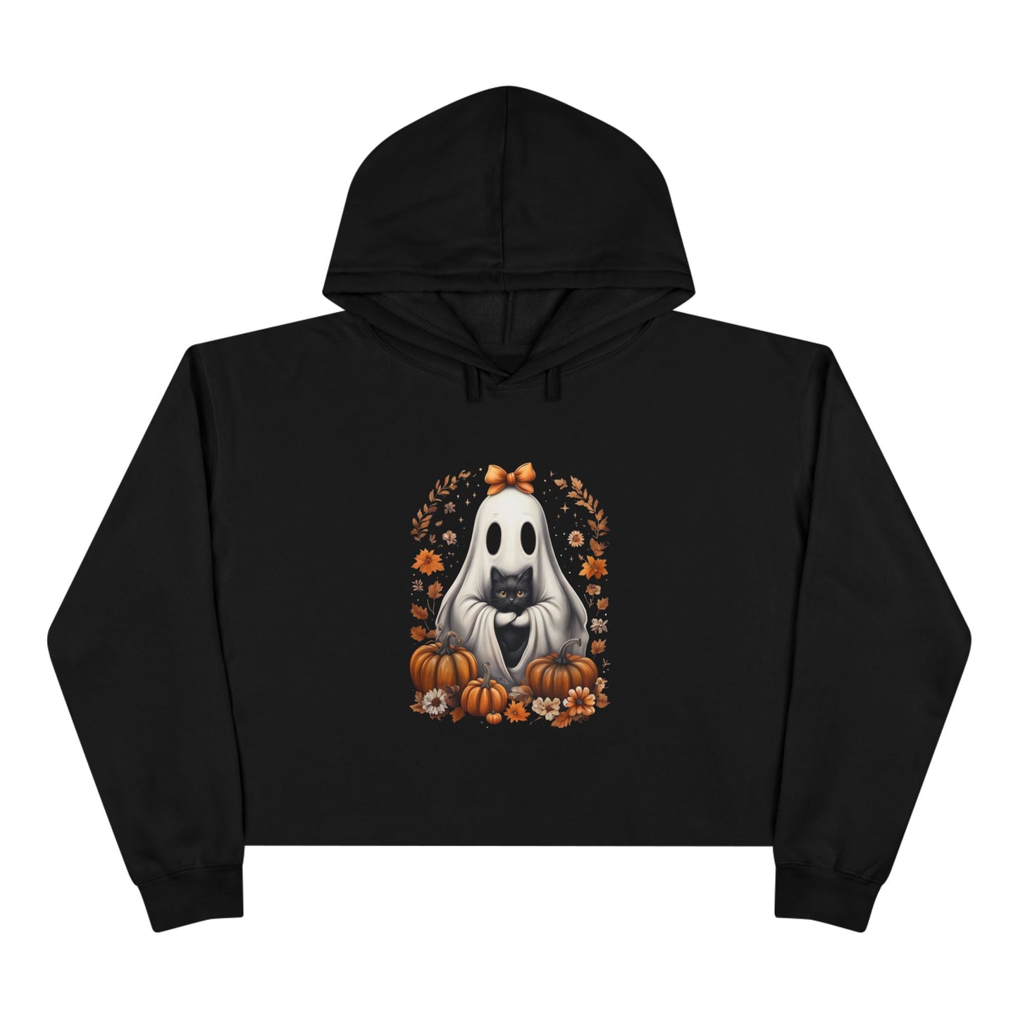 Cute Ghost and Black Cat Halloween  | Cozy Fall Pumpkin Shirt | Spooky Season Aesthetic Apparel Gift for Halloween Lovers
