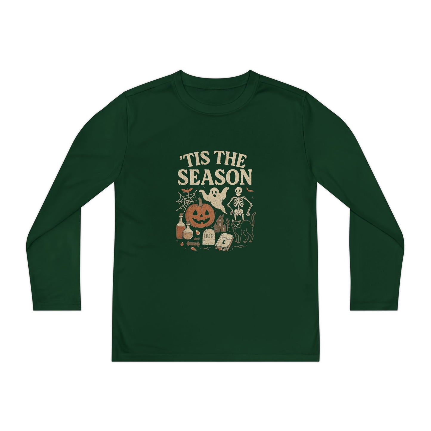 ‘Tis the Season Halloween  | Vintage Spooky Season Shirt with Ghost, Skeleton & Pumpkin | Retro Halloween Graphic Tee for Fall