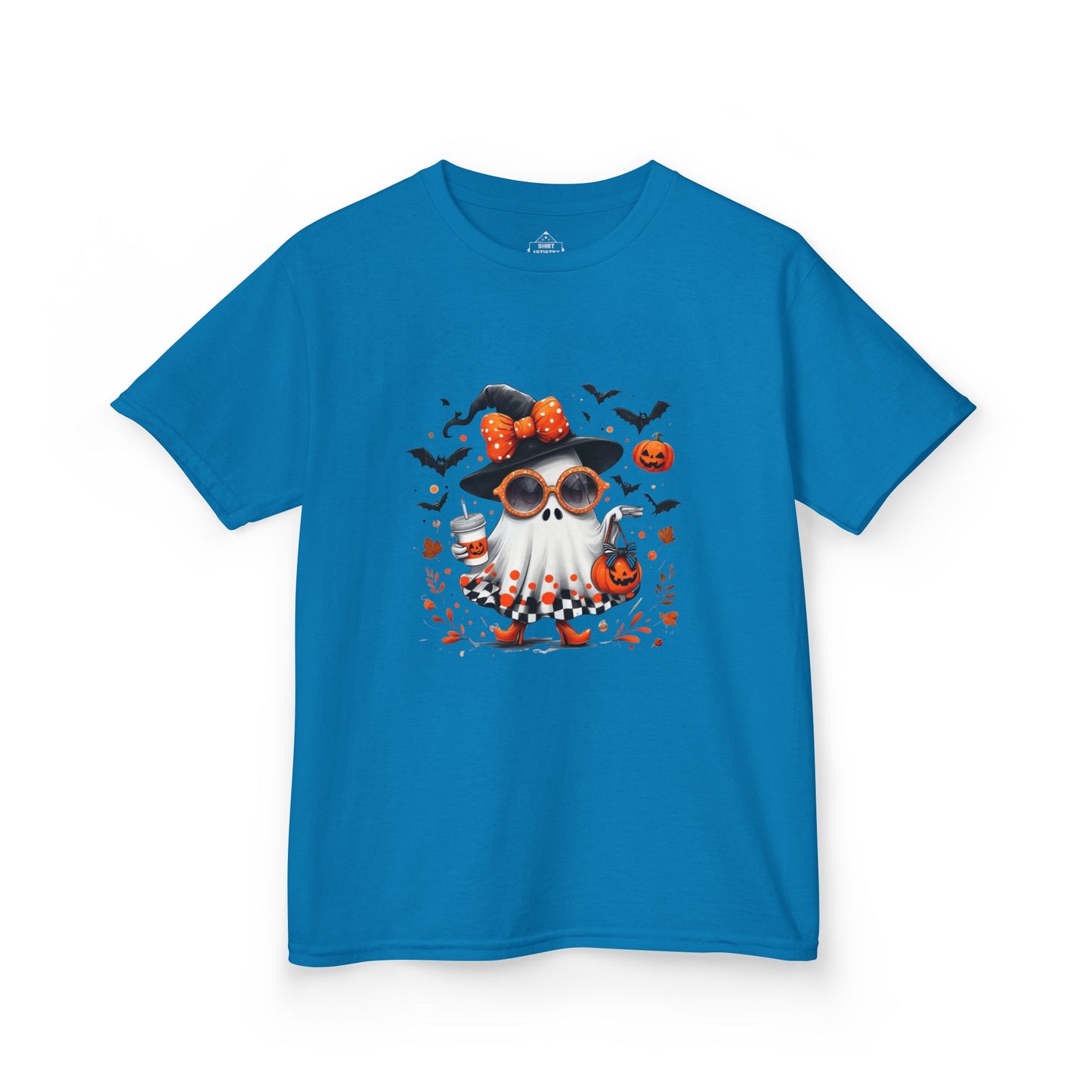 Cute Halloween Ghost T-Shirt | Trendy Witch Ghost Outfit | Spooky Fall Shirt for Women | Pumpkin Aesthetic Halloween Apparel Gift , Kids T-Shirts