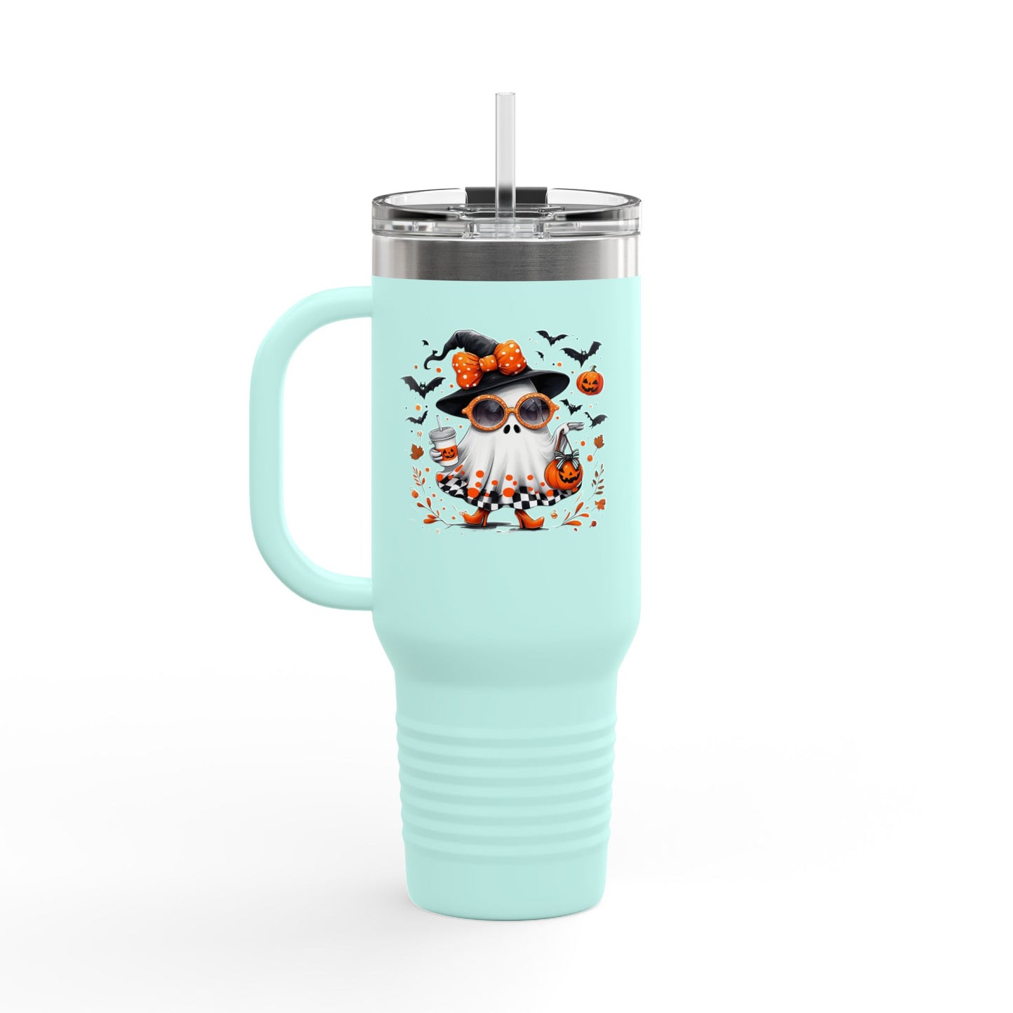 Cute Halloween Ghost  | Trendy Witch Ghost Outfit | Spooky Fall Shirt for Women | Pumpkin Aesthetic Halloween Apparel Gift Travel Mug