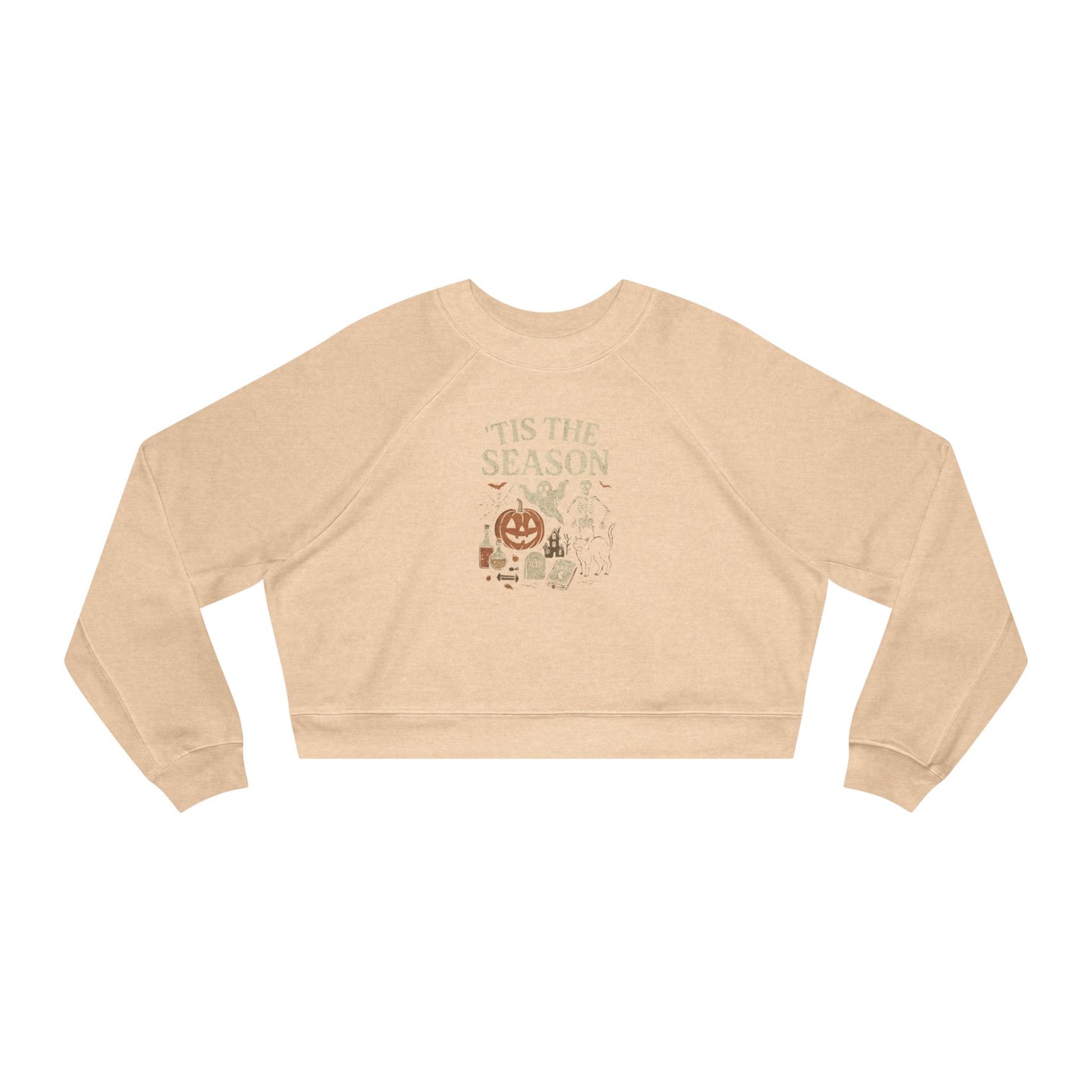 ‘Tis the Season Halloween T‑Shirt | Vintage Spooky Season Shirt with Ghost, Skeleton & Pumpkin | Retro Halloween Graphic Tee for Fall