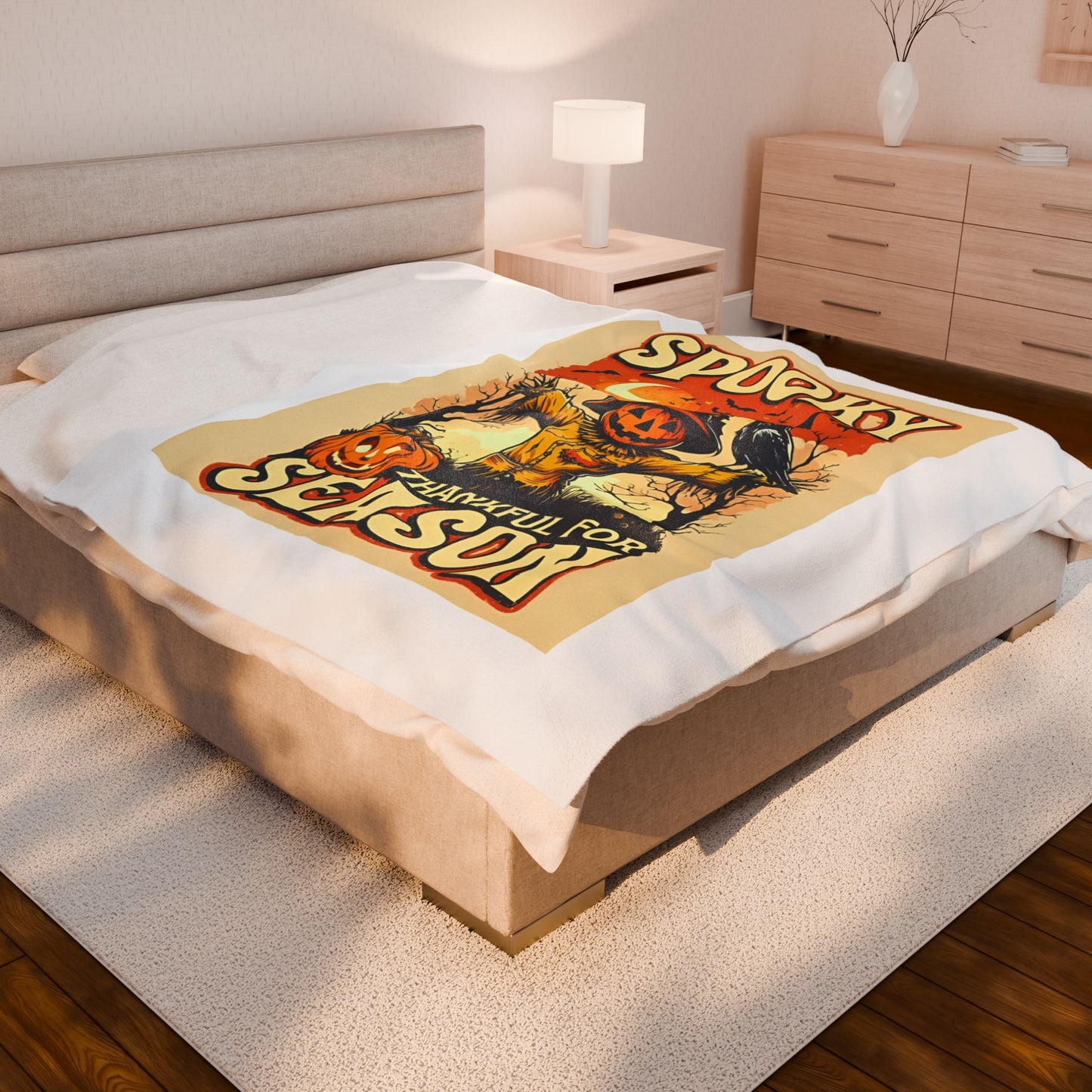 Spooky Thankful for the Season  – Halloween Pumpkin Scarecrow Poster | Autumn Fall Décor Blanket