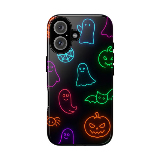 Neon Halloween Pattern | Cute Ghosts, Pumpkins & Bats Glow Design Phone Cases