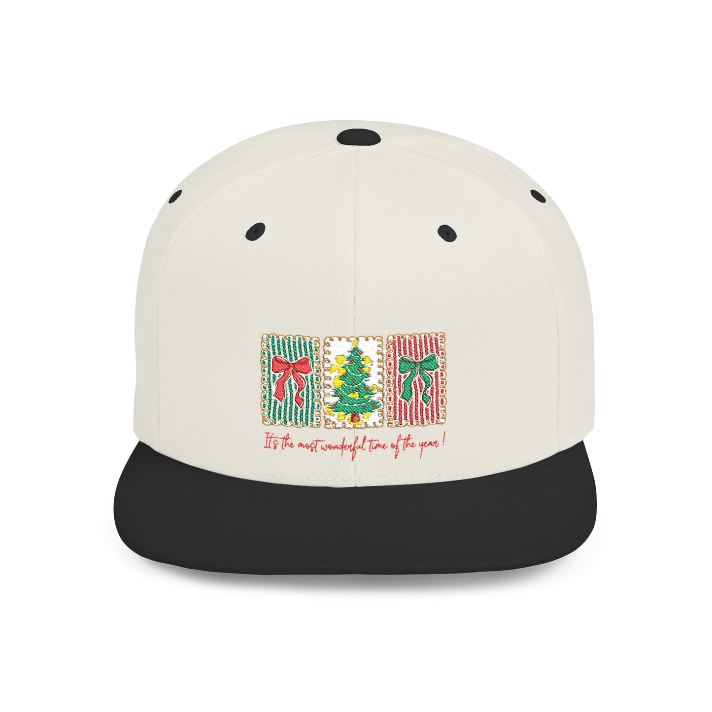 Festive Christmas Tree & Bow Design | It’s the Most Wonderful Time of the Year – Holiday Shirt, Mug, Tote & Home Decor Snapback Cap