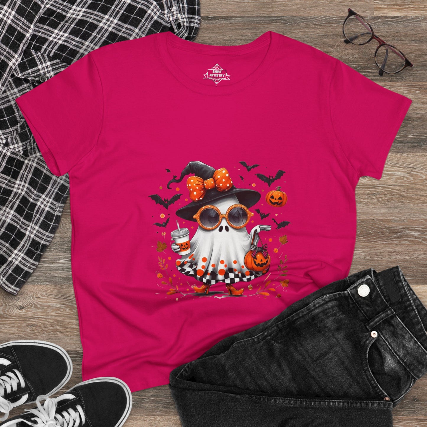 Trendy Halloween Ghost Tumbler Design | Cute Witch Ghost PNG | Spooky Season Sublimation Design for Shirts, Mugs & Decor