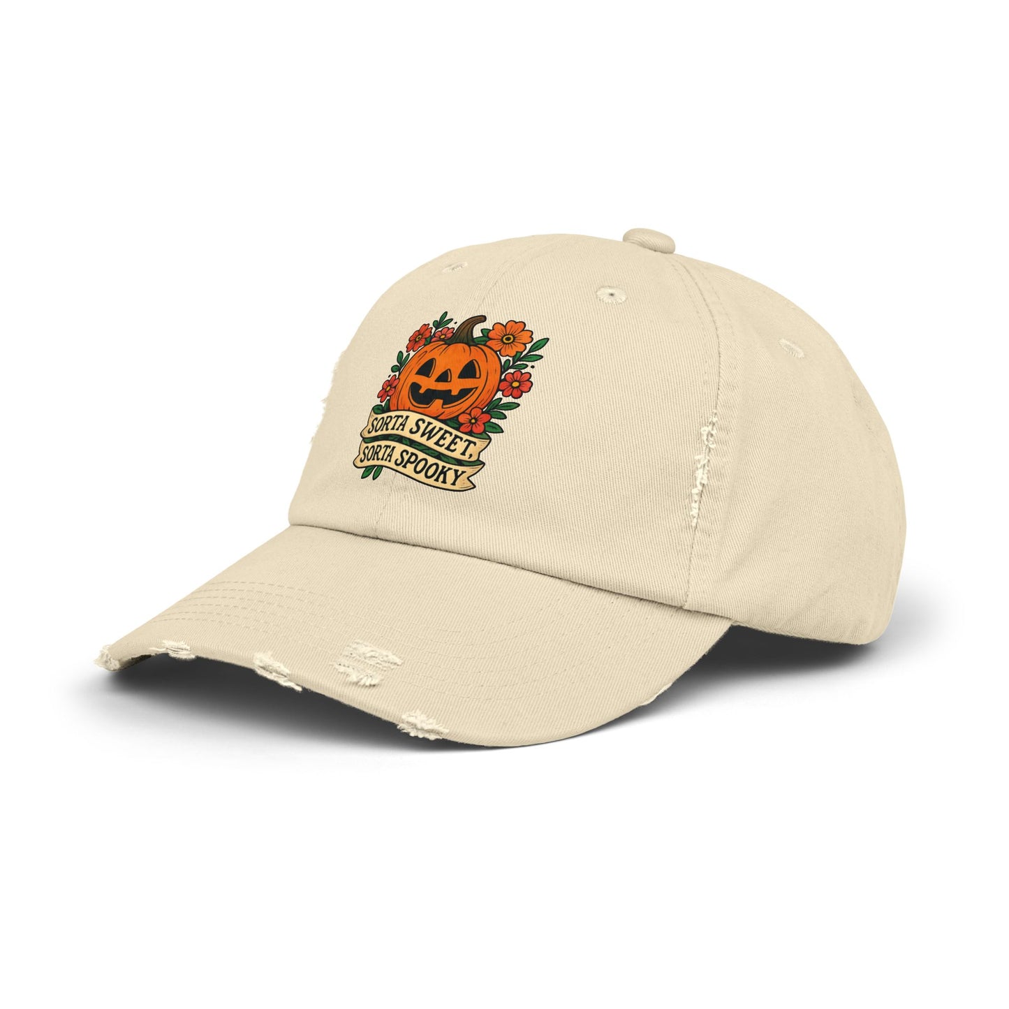 Cute Pumpkin Design – Sorta Sweet, Sorta Spooky Halloween Artwork Distressed cap