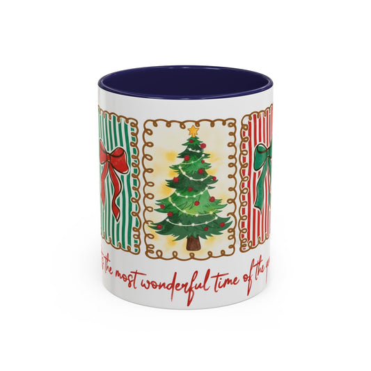 Festive Christmas Tree & Bow Design | It’s the Most Wonderful Time of the Year – Holiday Shirt, Mug, Tote & Home Decor Accent Mug