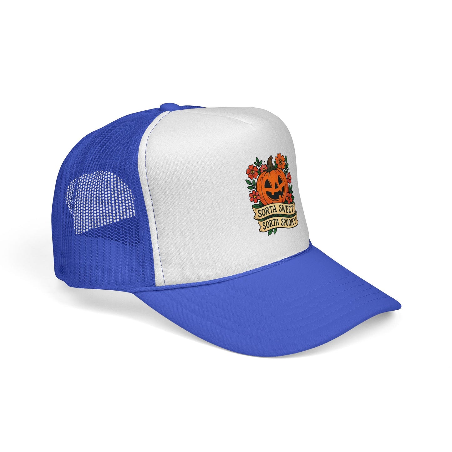 Cute Pumpkin Design – Sorta Sweet, Sorta Spooky Halloween Artwork Trucker Hat printed