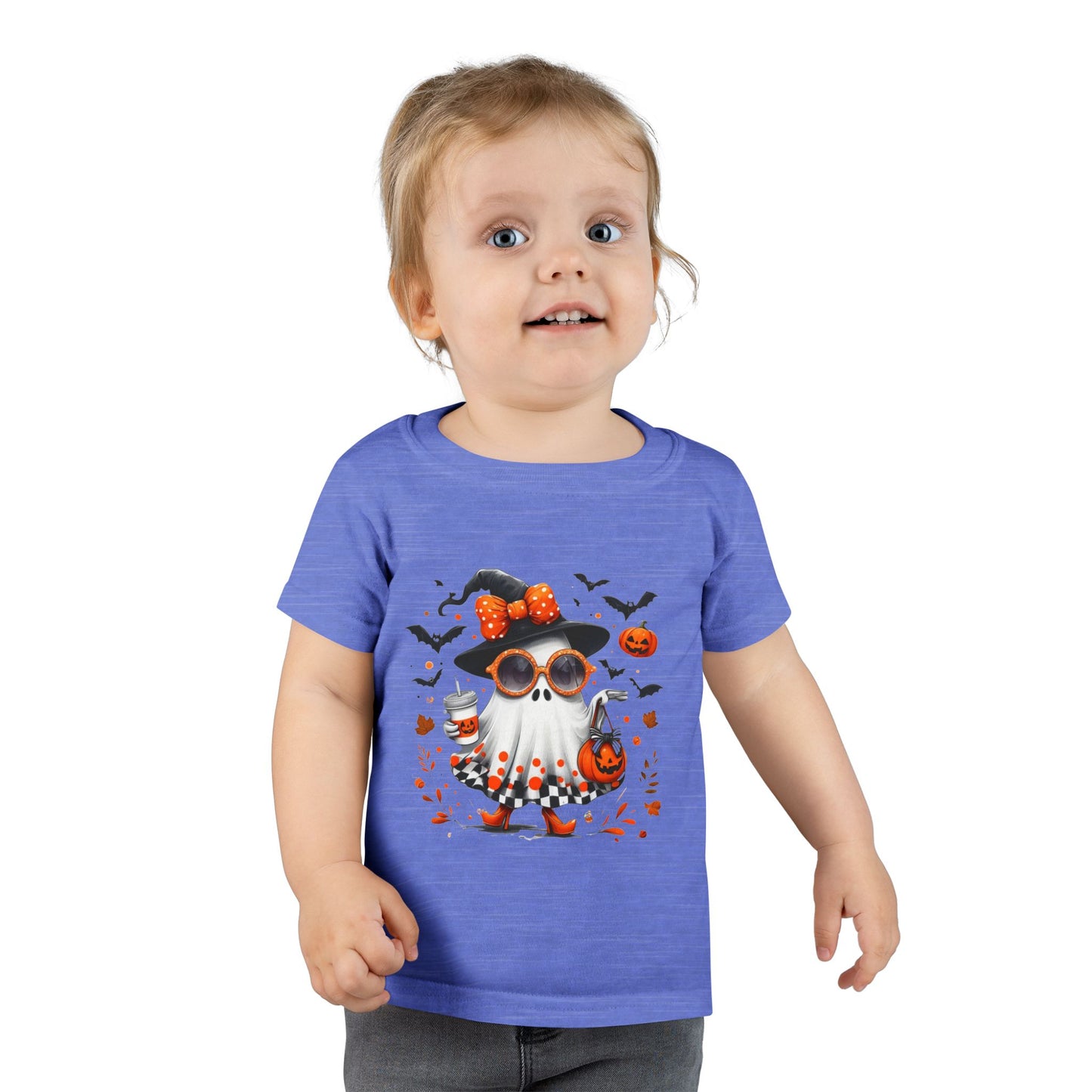 Cute Halloween Ghost T-Shirt | Trendy Witch Ghost Outfit | Spooky Fall Shirt for Women | Pumpkin Aesthetic Halloween Apparel Gift Toddler T-Shirt