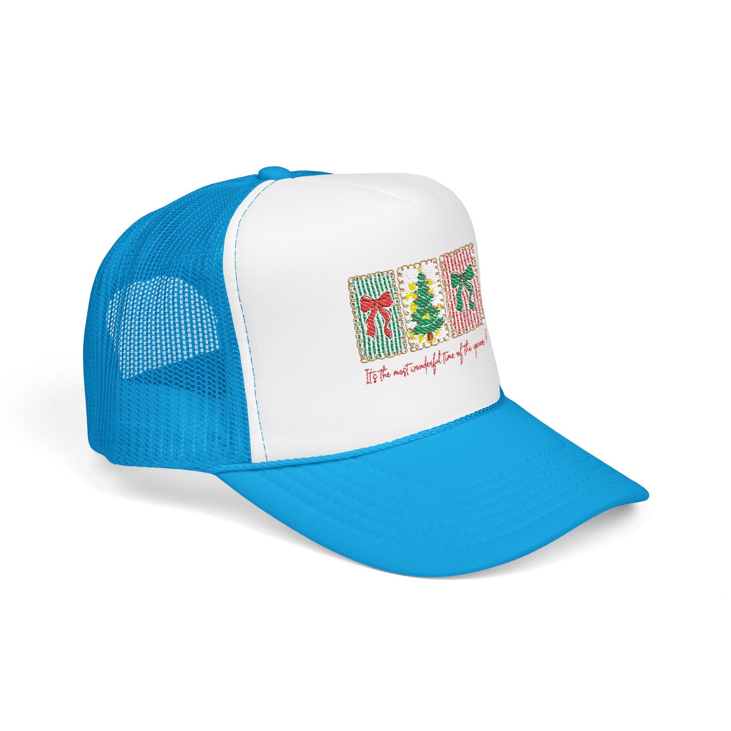 Festive Christmas Tree & Bow Design | It’s the Most Wonderful Time of the Year – Holiday Shirt, Mug, Tote & Home Decor Hat Embroidered