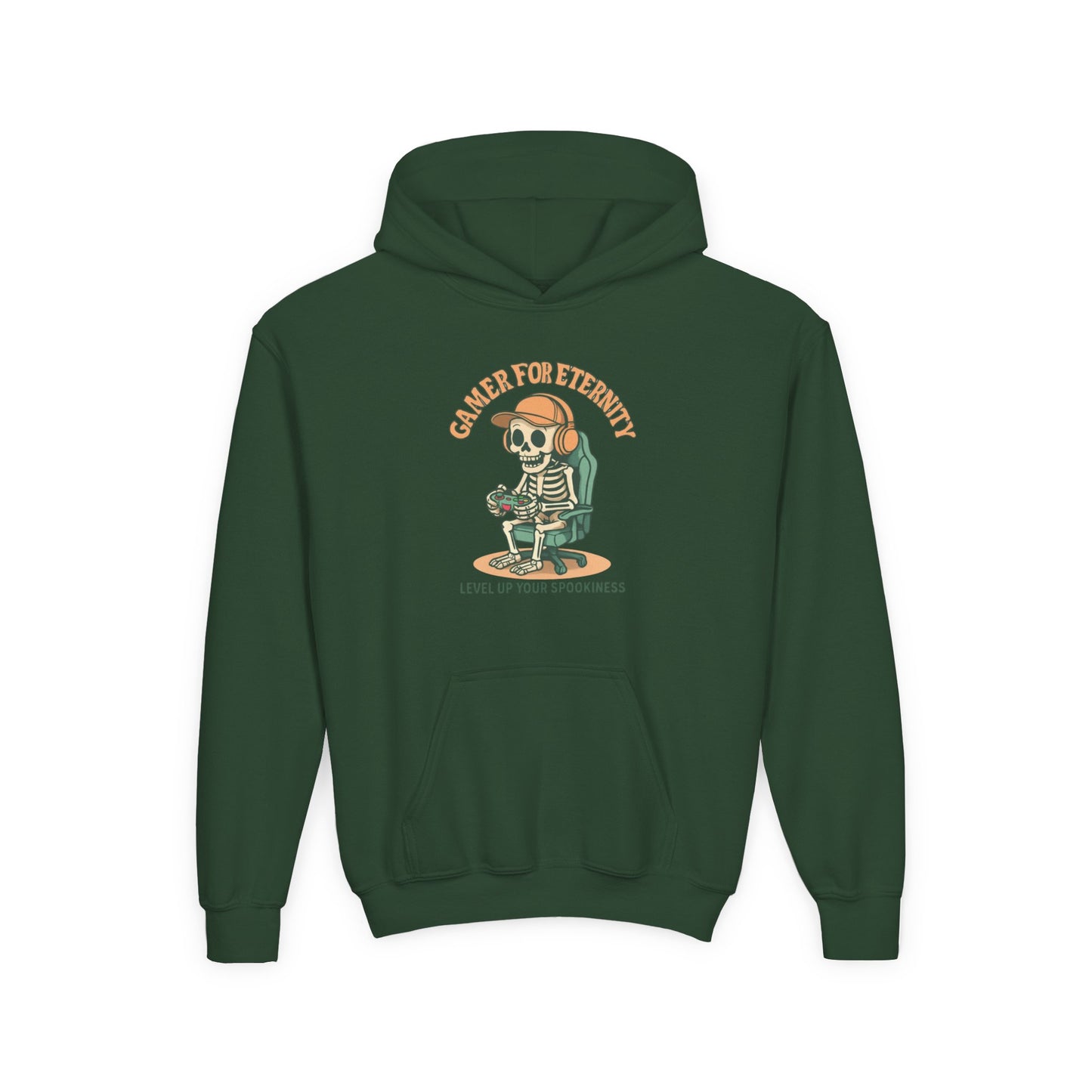 Cool Skeleton Gamer Youth Hoodie, Casual Streetwear, Perfect for Gamers, Halloween, Birthday, and Everyday Wear, Kids Hoodies