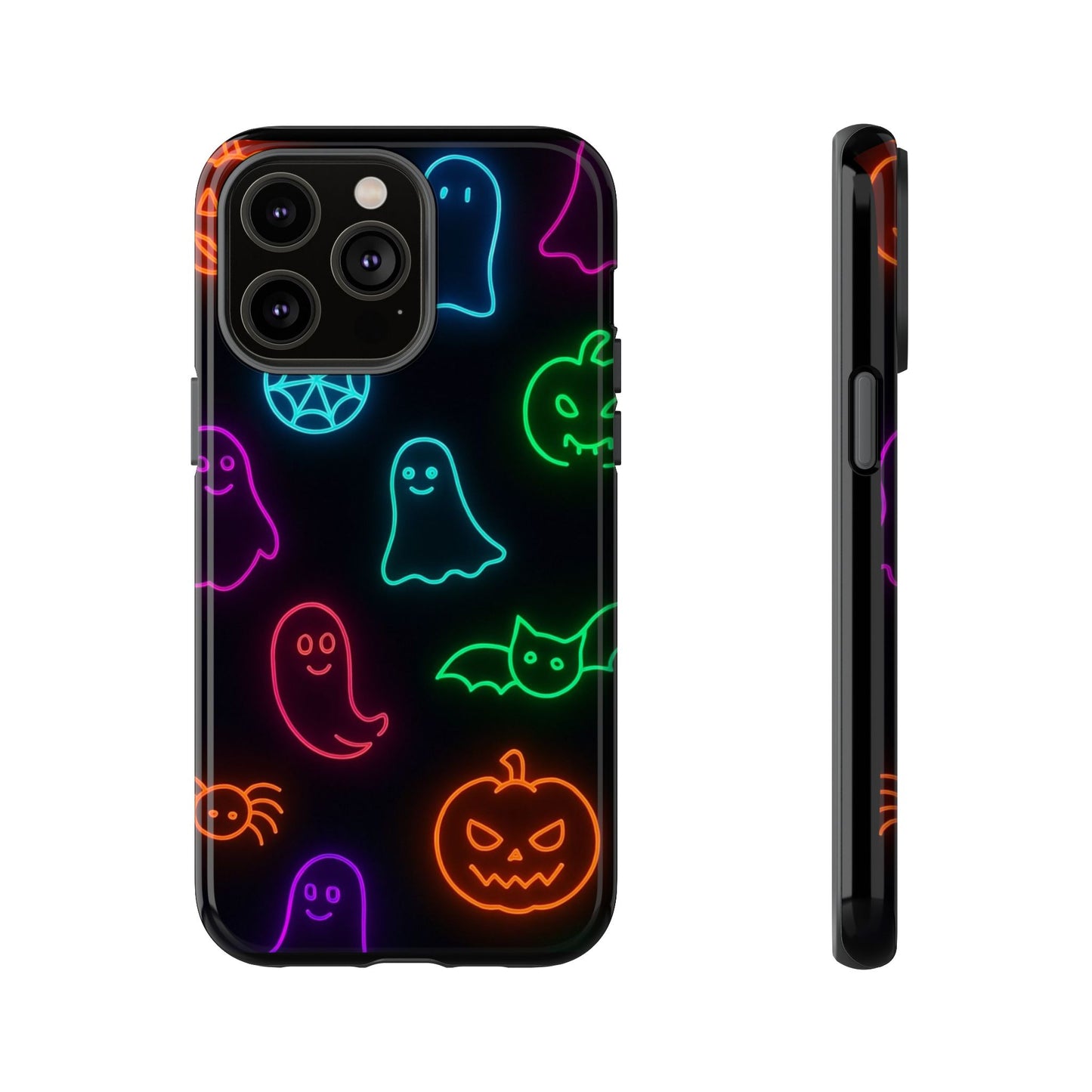 Neon Halloween Pattern | Cute Ghosts, Pumpkins & Bats Glow Design Phone Cases
