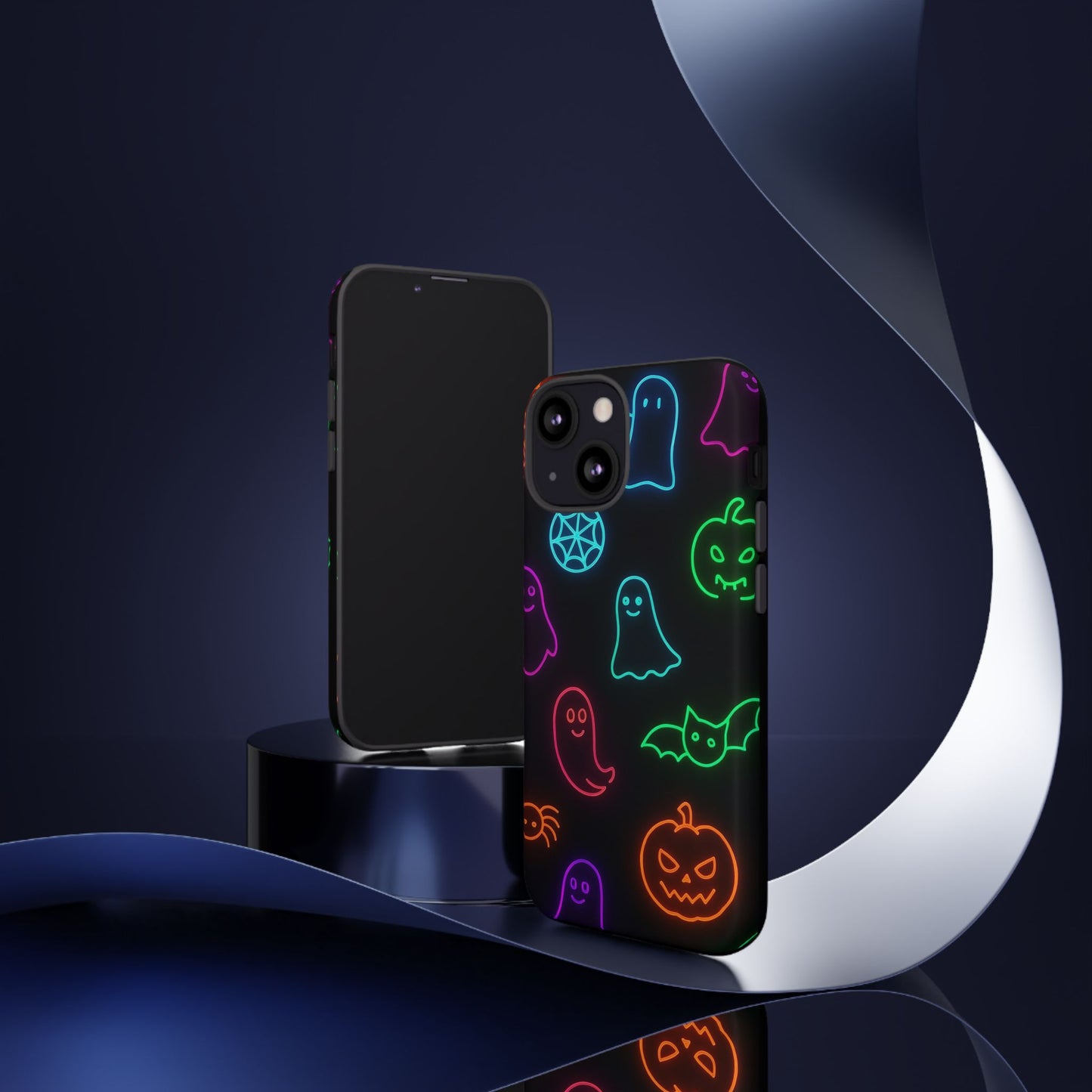 Neon Halloween Pattern | Cute Ghosts, Pumpkins & Bats Glow Design Phone Cases