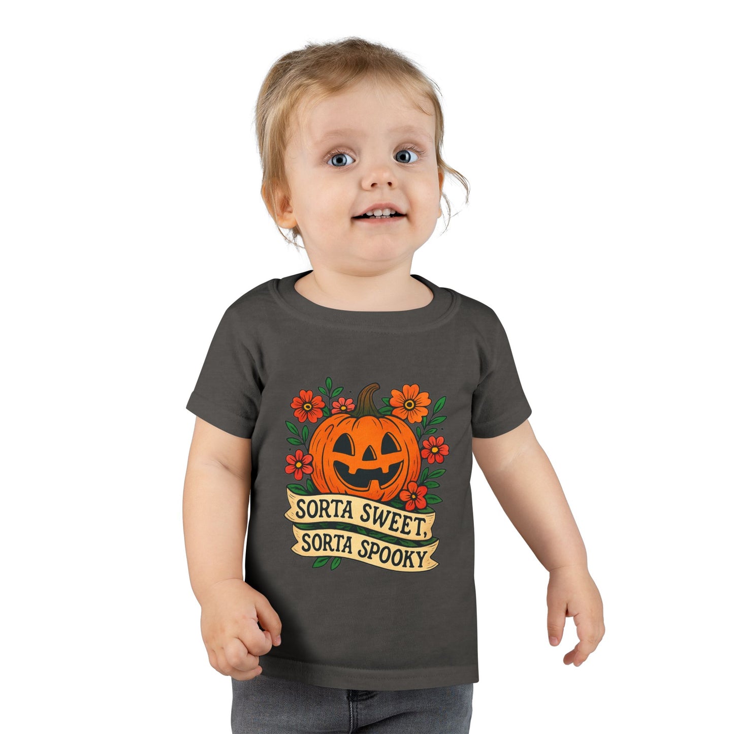 Cute Pumpkin Design – Sorta Sweet, Sorta Spooky Halloween Artwork Toddler T-Shirt