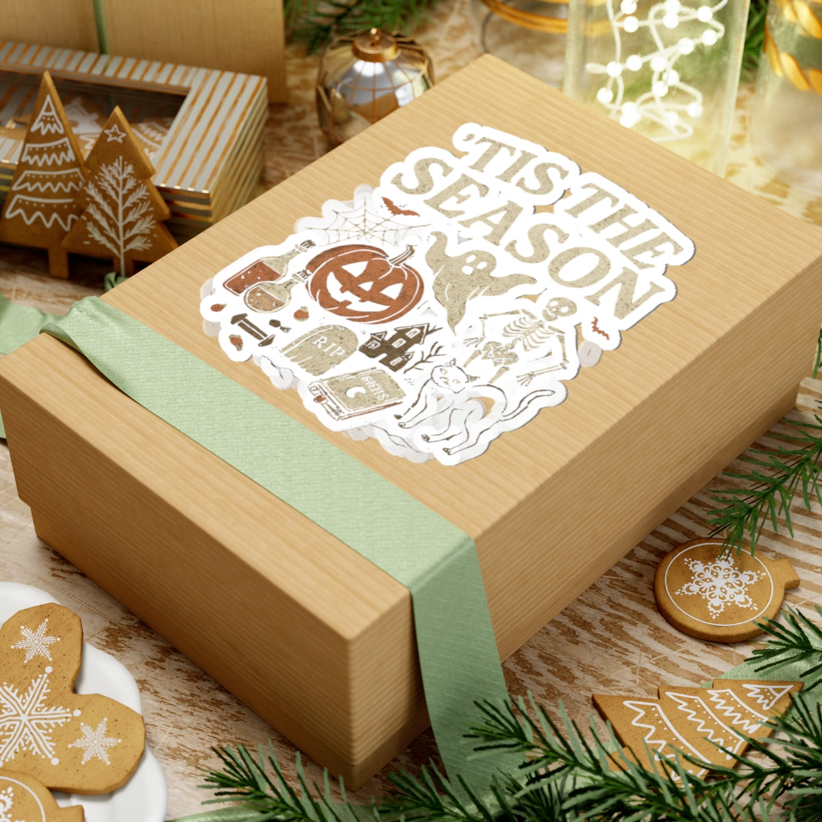 ‘Tis the Season Halloween | Vintage Spooky Season Shirt with Ghost, Skeleton & Pumpkin | Retro Halloween Graphic Tee for Fall Stickers