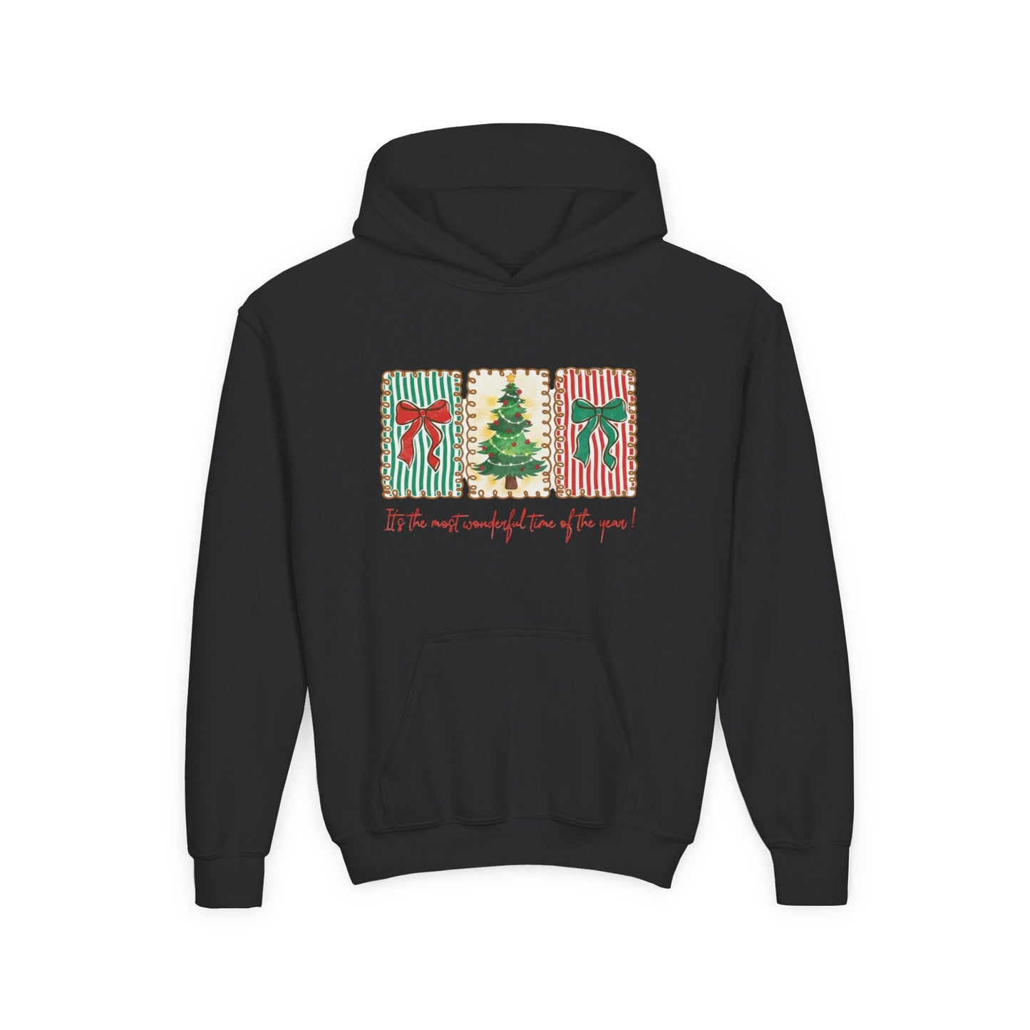 Festive Christmas Tree & Bow Design | It’s the Most Wonderful Time of the Year – Holiday Shirt, Mug, Tote & Home Decor Kids Hoodie