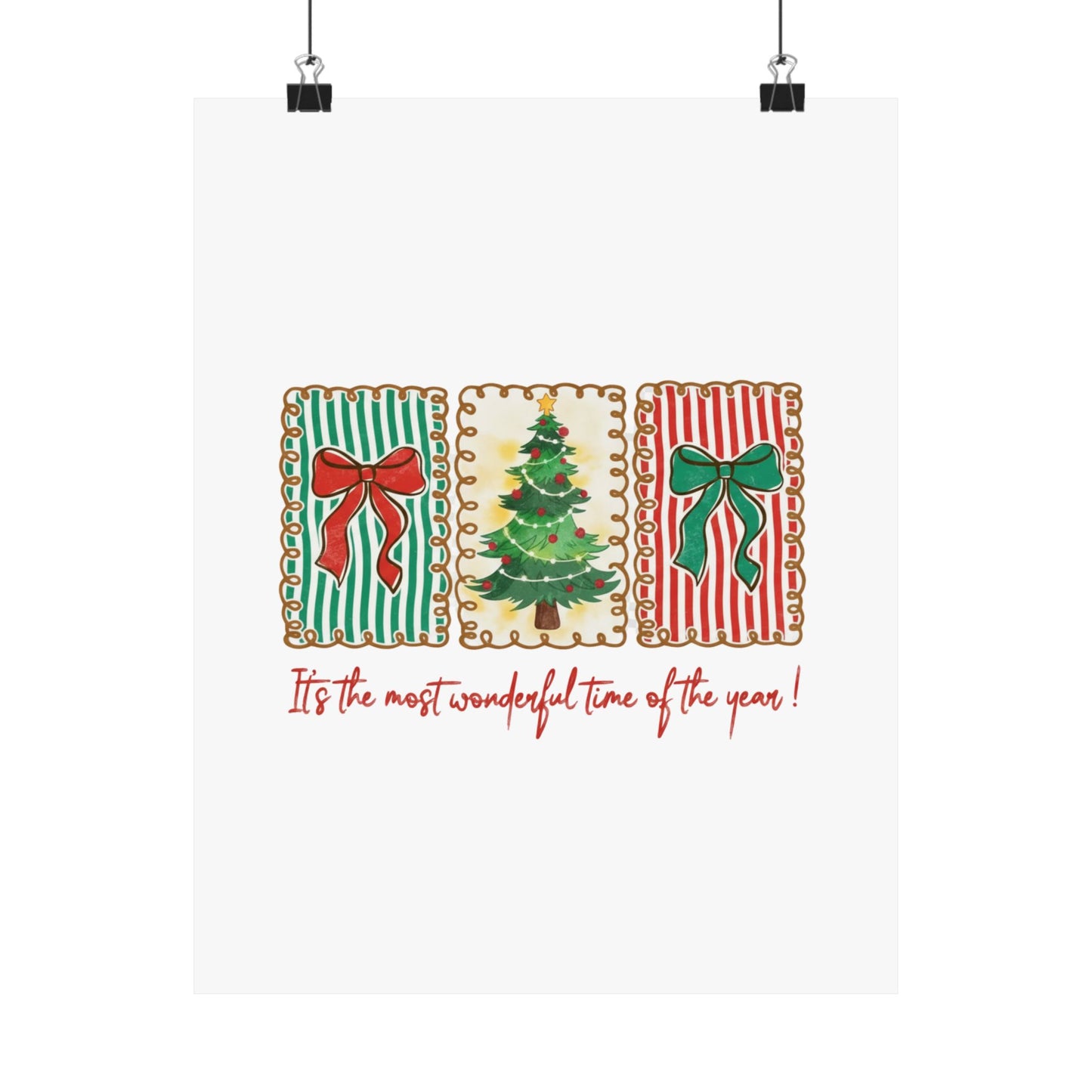 Festive Christmas Tree & Bow Design | It’s the Most Wonderful Time of the Year – Holiday Shirt, Mug, Tote & Home Decor Poster