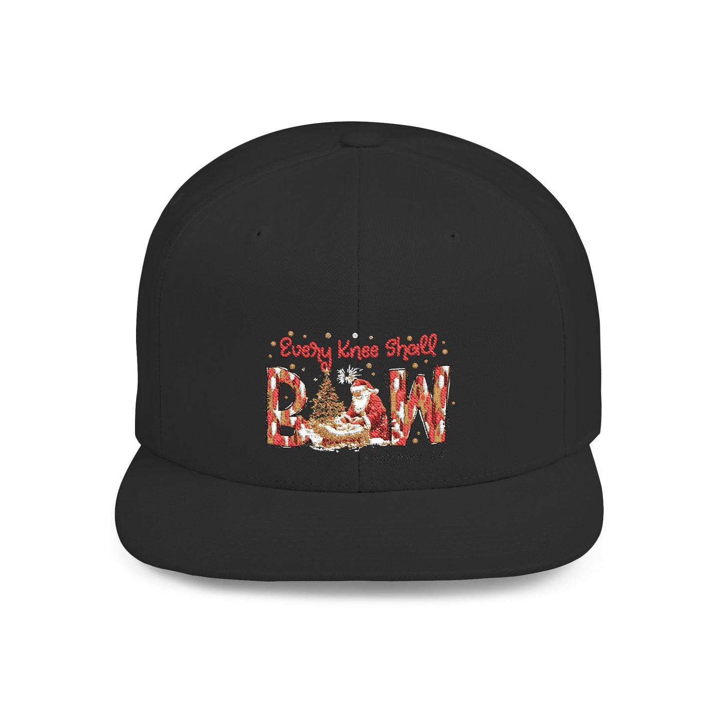 Every Knee Shall Bow Philippians 2:10 | Christian Christmas Design with Santa & Baby Jesus | Faith-Based Holiday Gift Snapback Cap