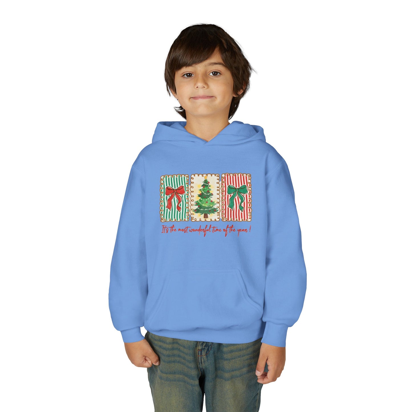 Festive Christmas Tree & Bow Design | It’s the Most Wonderful Time of the Year – Holiday Shirt, Mug, Tote & Home Decor Kids Hoodie