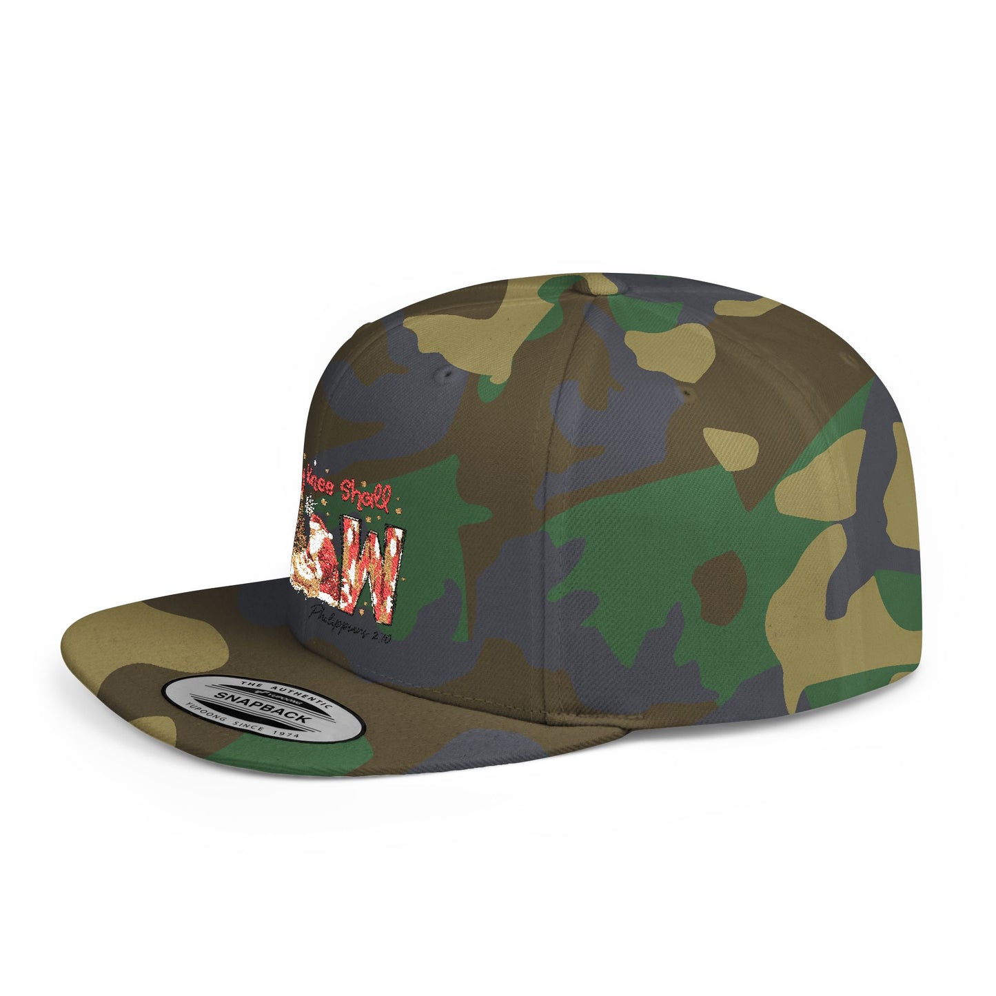 Every Knee Shall Bow Philippians 2:10 | Christian Christmas Design with Santa & Baby Jesus | Faith-Based Holiday Gift Snapback Cap