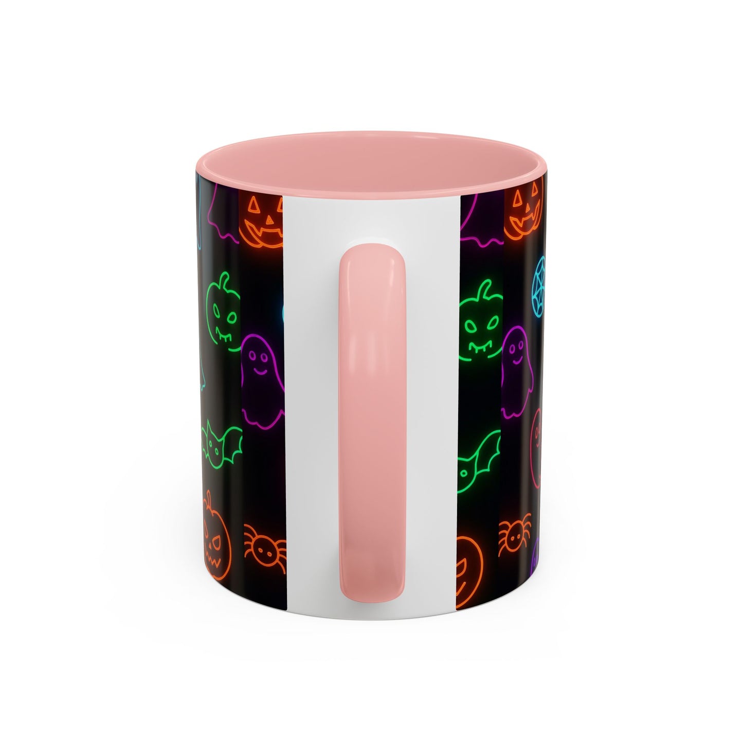 Neon Halloween Pattern | Cute Ghosts, Pumpkins & Bats Glow Design Accent Mug