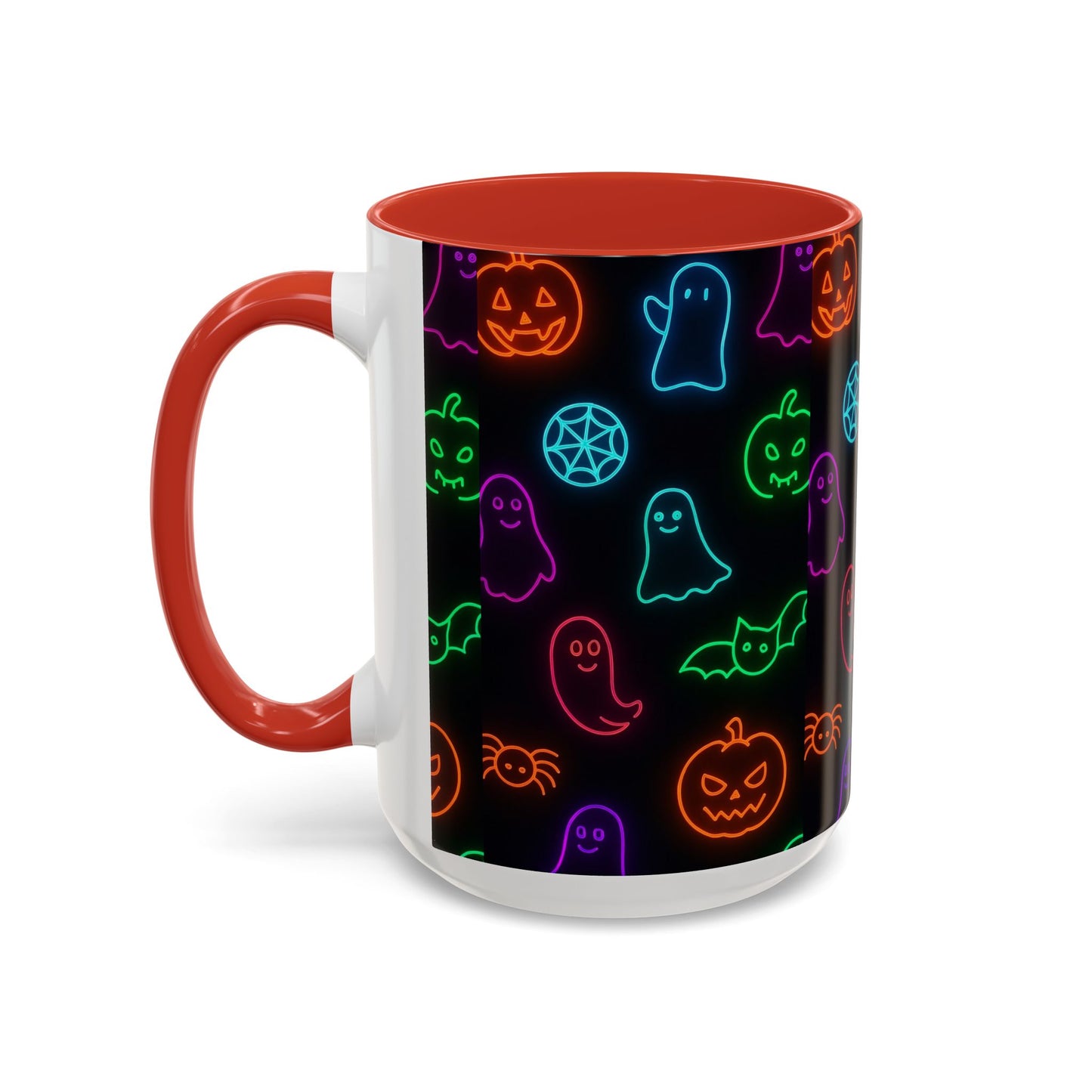 Neon Halloween Pattern | Cute Ghosts, Pumpkins & Bats Glow Design Accent Mug