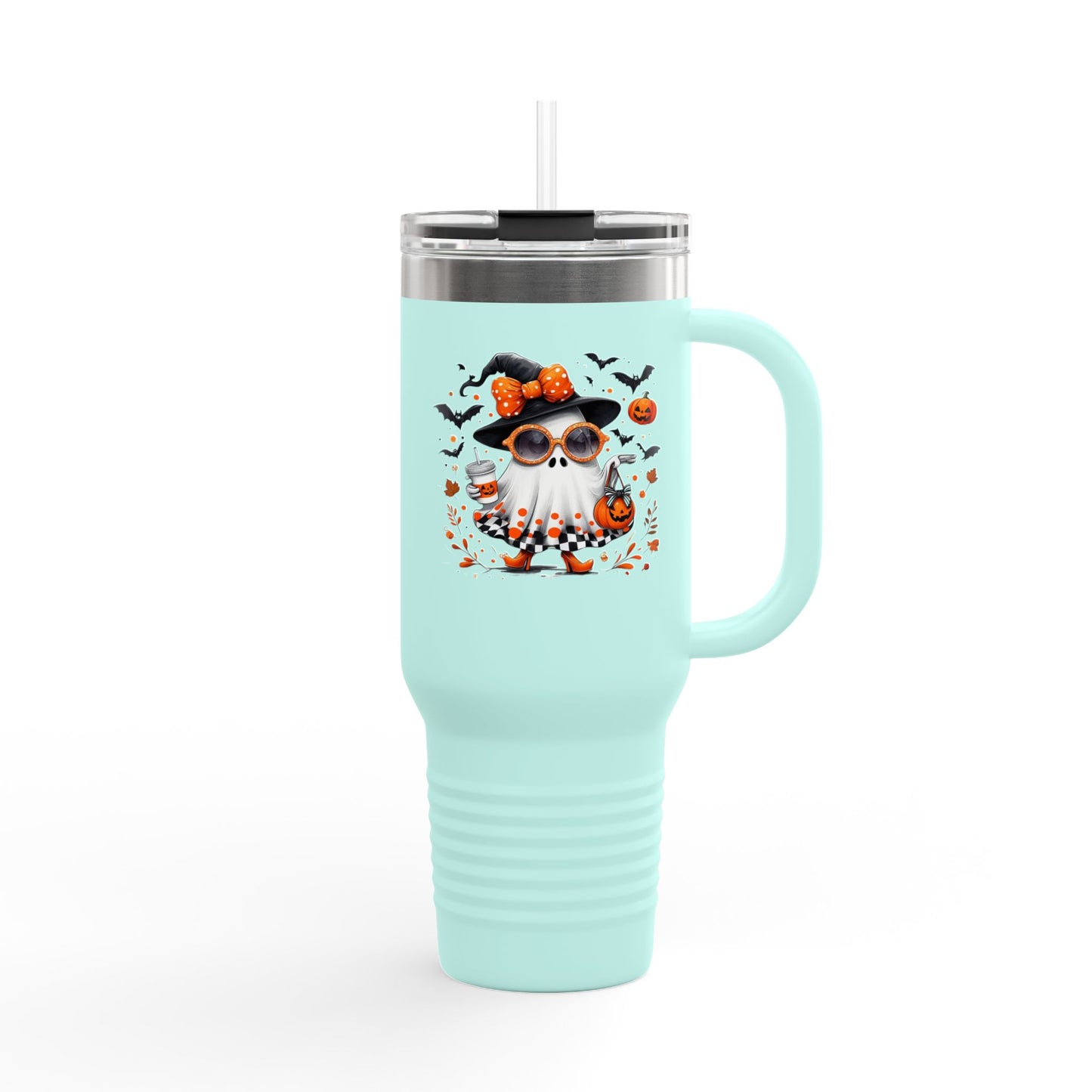 Cute Halloween Ghost  | Trendy Witch Ghost Outfit | Spooky Fall Shirt for Women | Pumpkin Aesthetic Halloween Apparel Gift Travel Mug
