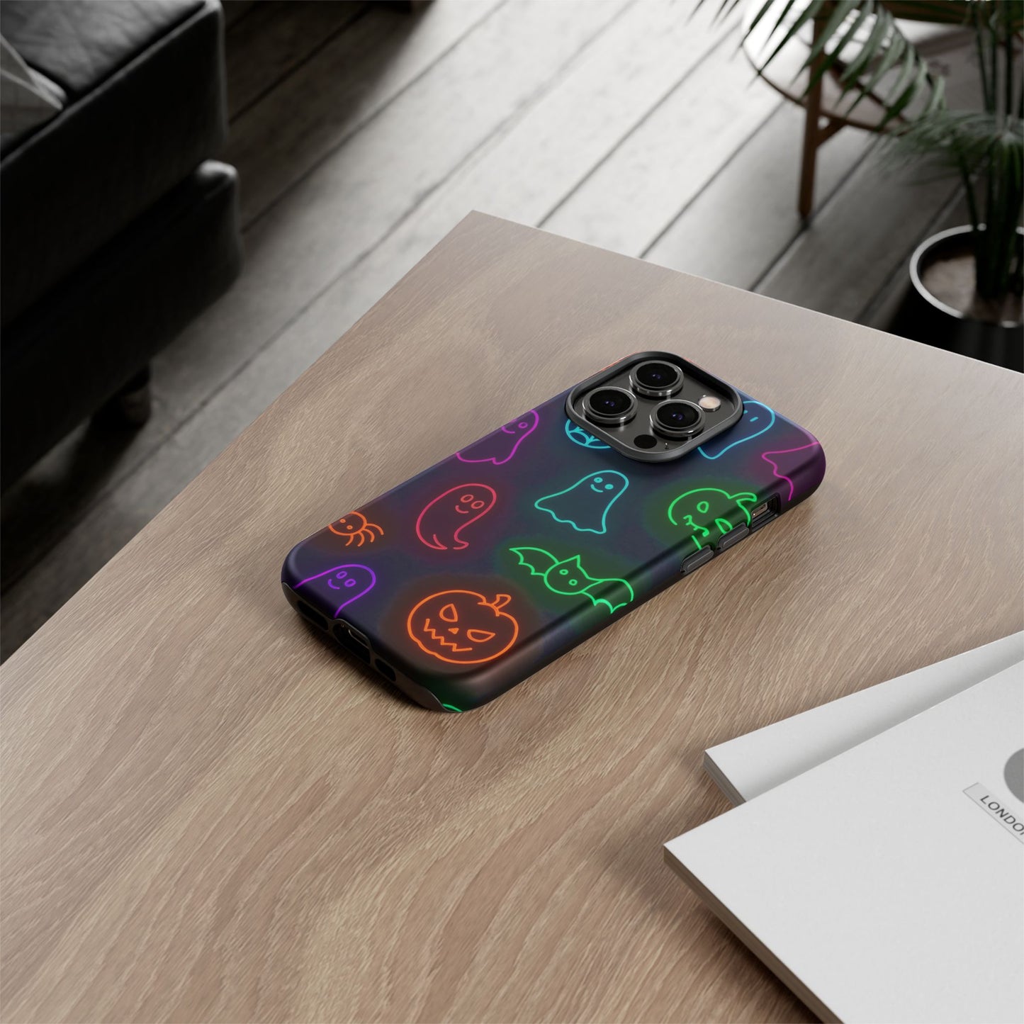 Neon Halloween Pattern | Cute Ghosts, Pumpkins & Bats Glow Design Phone Cases