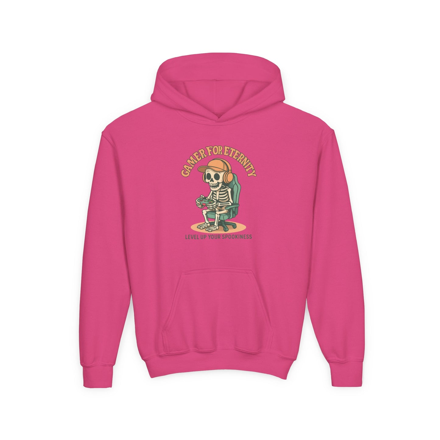 Cool Skeleton Gamer Youth Hoodie, Casual Streetwear, Perfect for Gamers, Halloween, Birthday, and Everyday Wear, Kids Hoodies