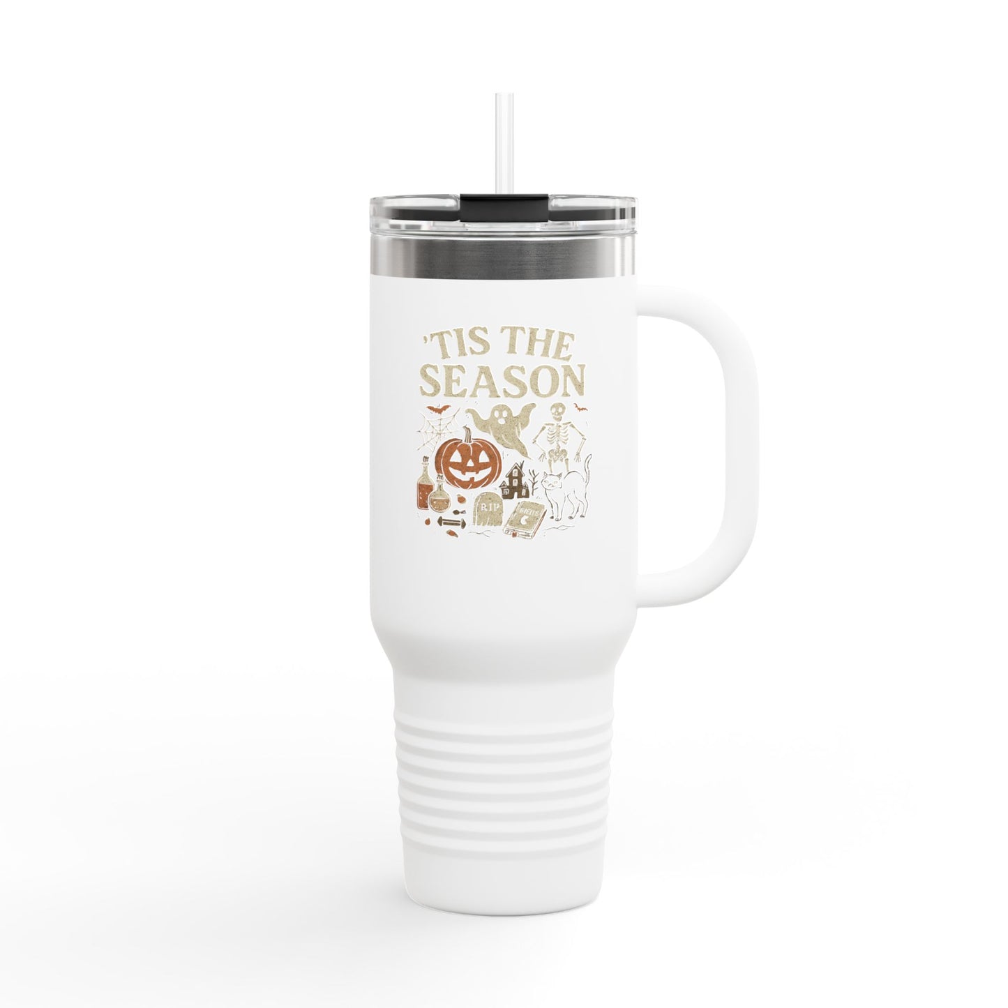 ‘Tis the Season Halloween Design | Vintage Spooky Season Ghost & Skeleton Artwork | Retro Halloween Apparel & Gift Idea Travel Mug