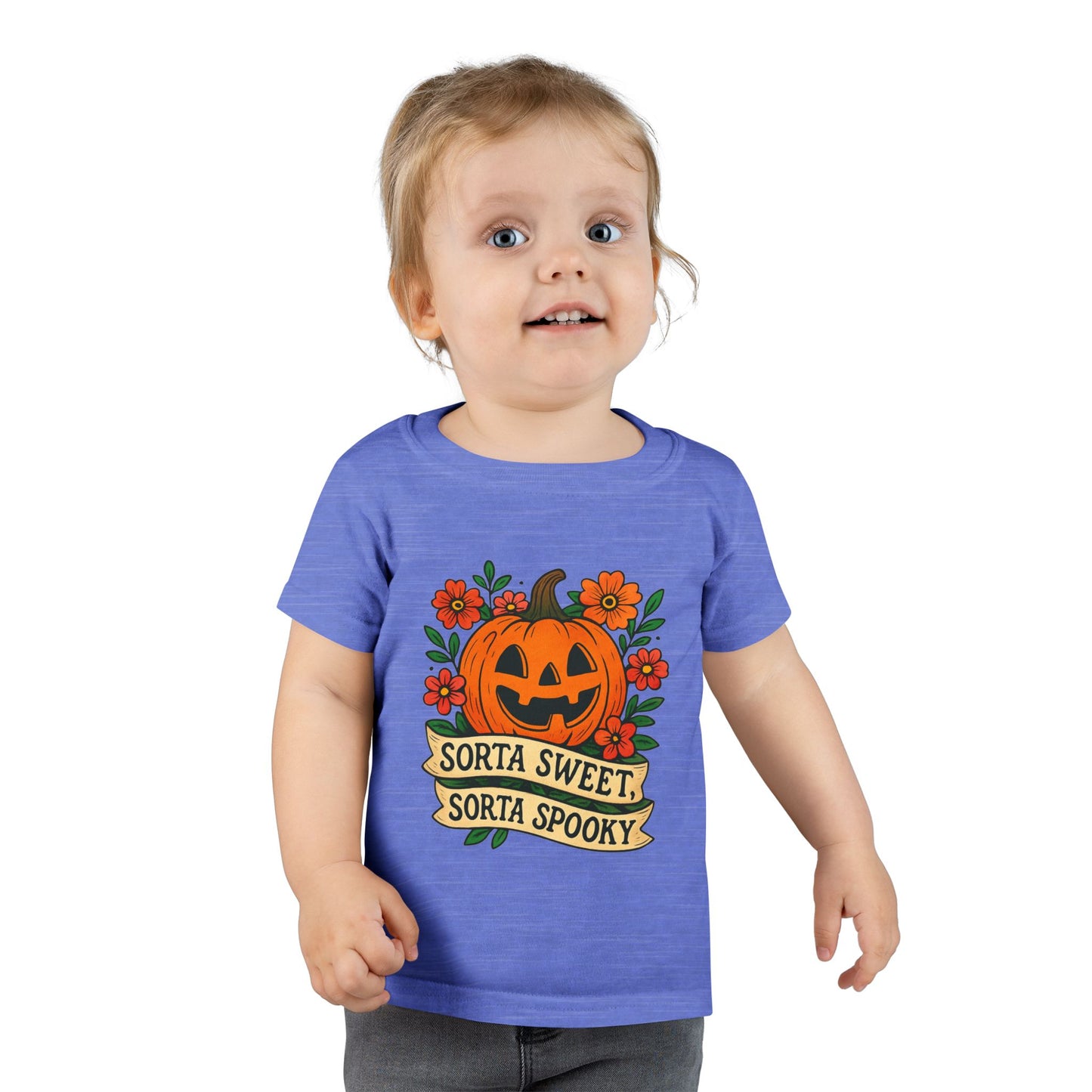 Cute Pumpkin Design – Sorta Sweet, Sorta Spooky Halloween Artwork Toddler T-Shirt