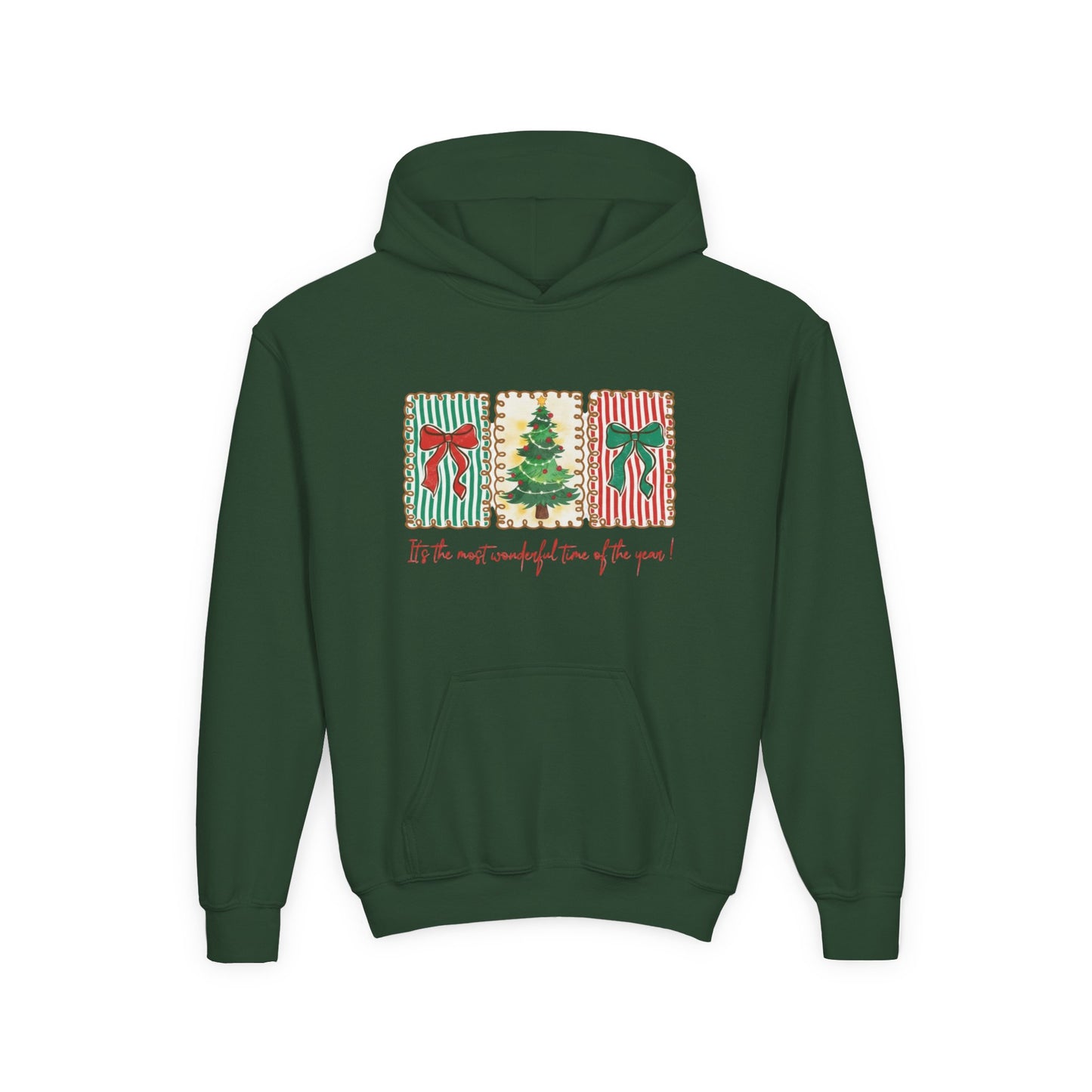 Festive Christmas Tree & Bow Design | It’s the Most Wonderful Time of the Year – Holiday Shirt, Mug, Tote & Home Decor Kids Hoodie