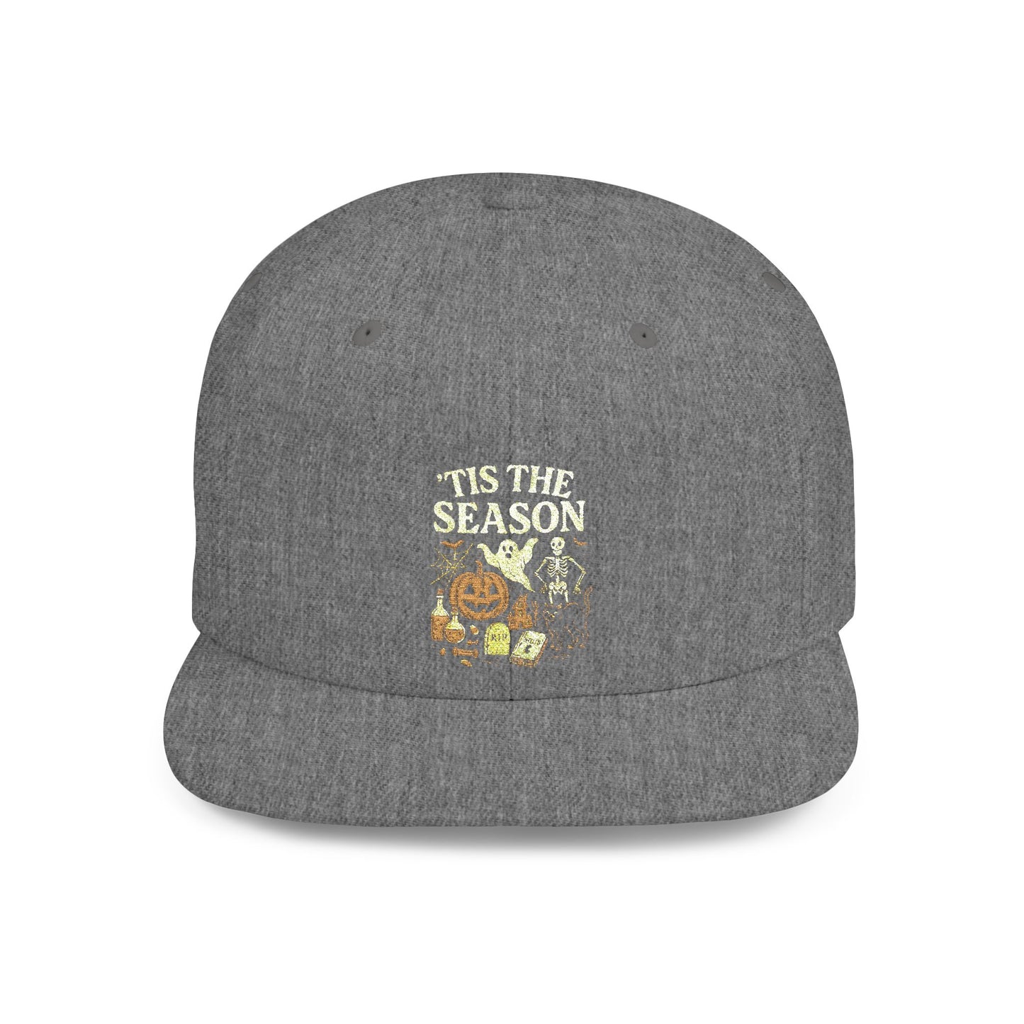 ‘Tis the Season Halloween  | Vintage Spooky Season Shirt with Ghost, Skeleton & Pumpkin | Retro Halloween Graphic Tee for Fall Snapback Cap