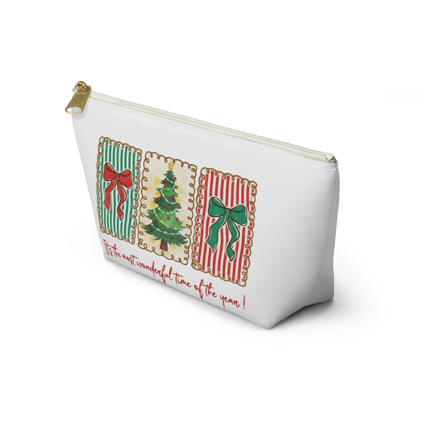 Festive Christmas Tree & Bow Design | It’s the Most Wonderful Time of the Year – Holiday Shirt, Mug, Tote & Home Decor Zip Pouches