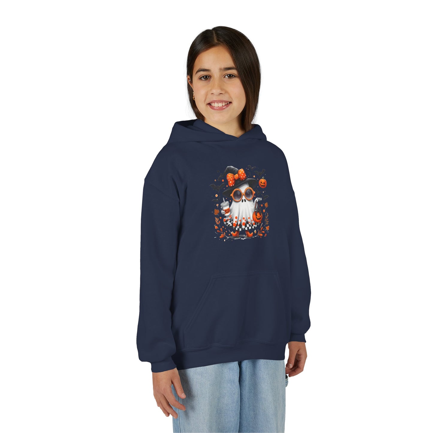 Cute Halloween Ghost T-Shirt | Trendy Witch Ghost Outfit | Spooky Fall Shirt for Women | Pumpkin Aesthetic Halloween Apparel Gift Kids Hoodie