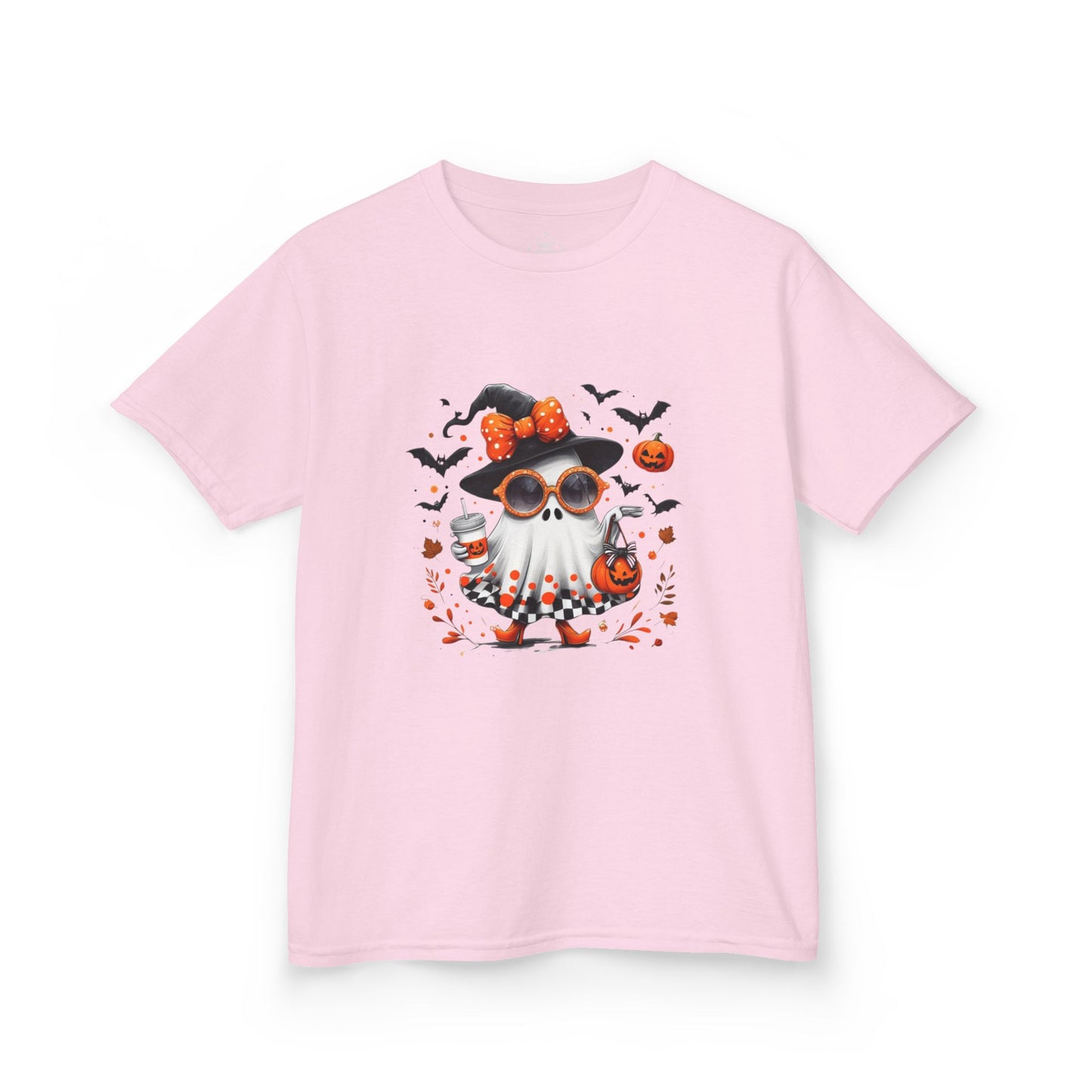 Cute Halloween Ghost T-Shirt | Trendy Witch Ghost Outfit | Spooky Fall Shirt for Women | Pumpkin Aesthetic Halloween Apparel Gift , Kids T-Shirts