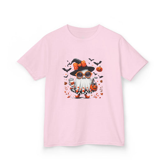 Cute Halloween Ghost T-Shirt | Trendy Witch Ghost Outfit | Spooky Fall Shirt for Women | Pumpkin Aesthetic Halloween Apparel Gift , Kids T-Shirts