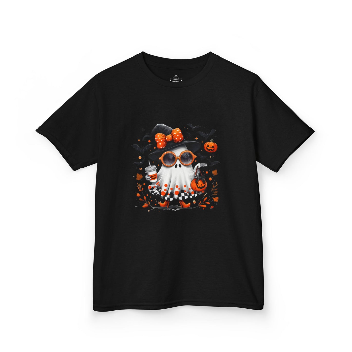 Cute Halloween Ghost T-Shirt | Trendy Witch Ghost Outfit | Spooky Fall Shirt for Women | Pumpkin Aesthetic Halloween Apparel Gift , Kids T-Shirts