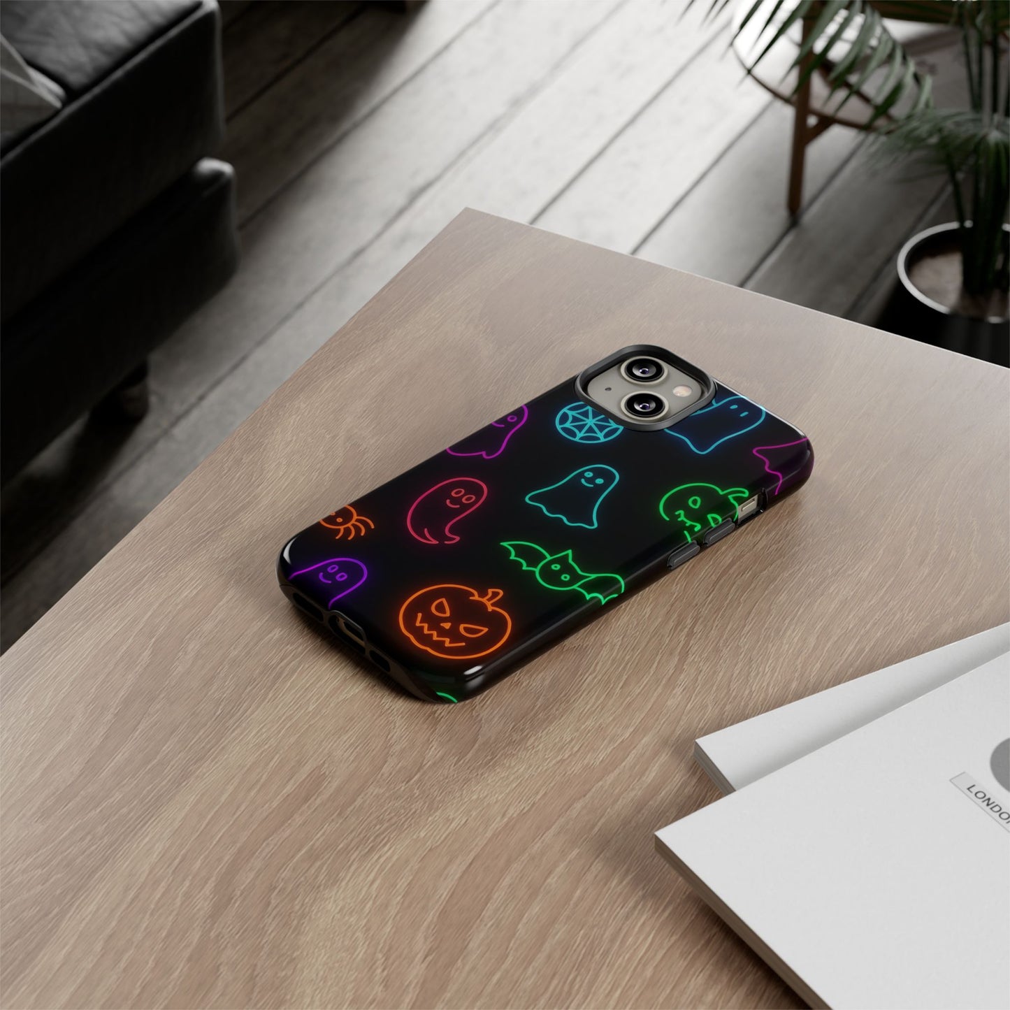 Neon Halloween Pattern | Cute Ghosts, Pumpkins & Bats Glow Design Phone Cases