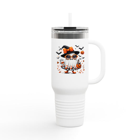 Cute Halloween Ghost  | Trendy Witch Ghost Outfit | Spooky Fall Shirt for Women | Pumpkin Aesthetic Halloween Apparel Gift Travel Mug