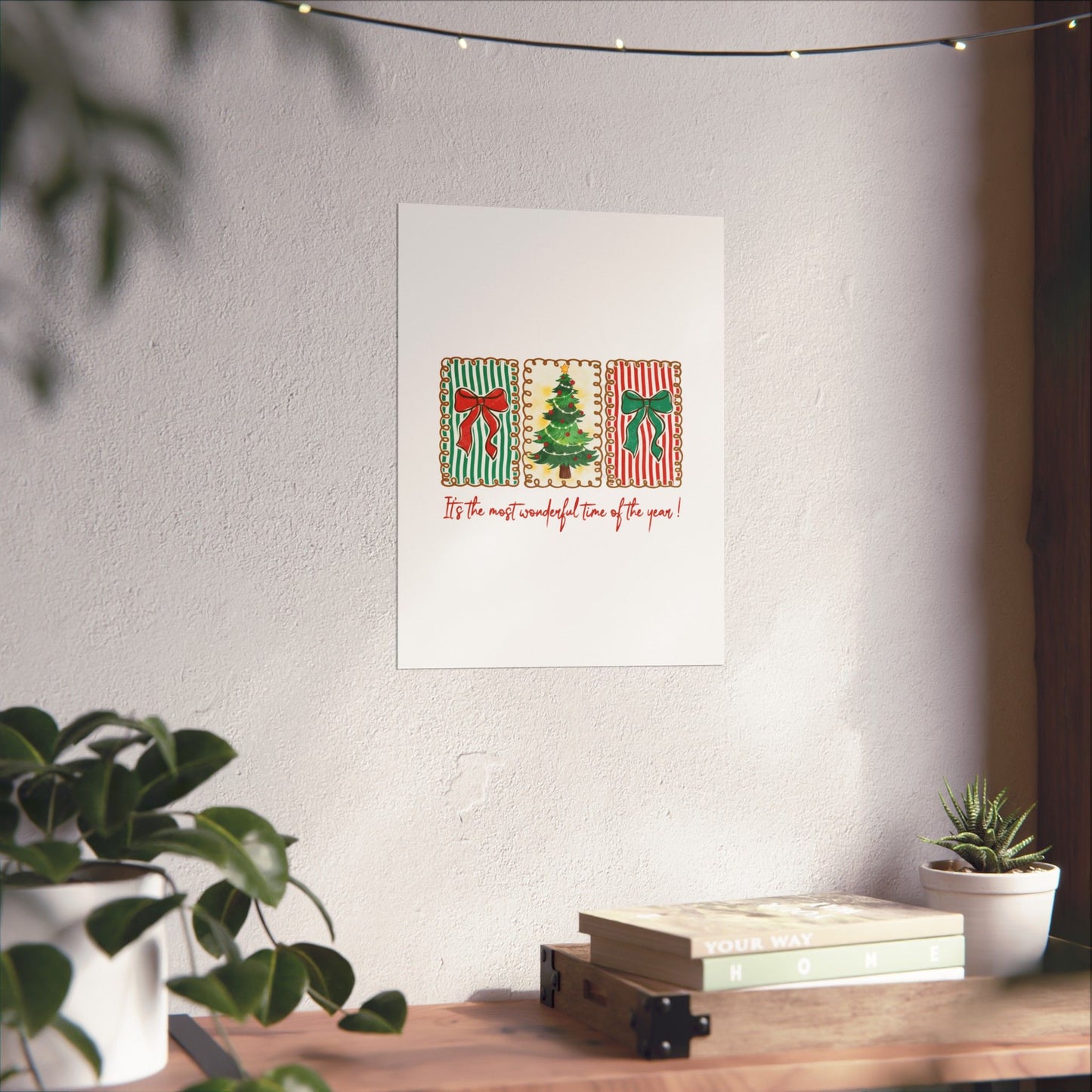 Festive Christmas Tree & Bow Design | It’s the Most Wonderful Time of the Year – Holiday Shirt, Mug, Tote & Home Decor Poster