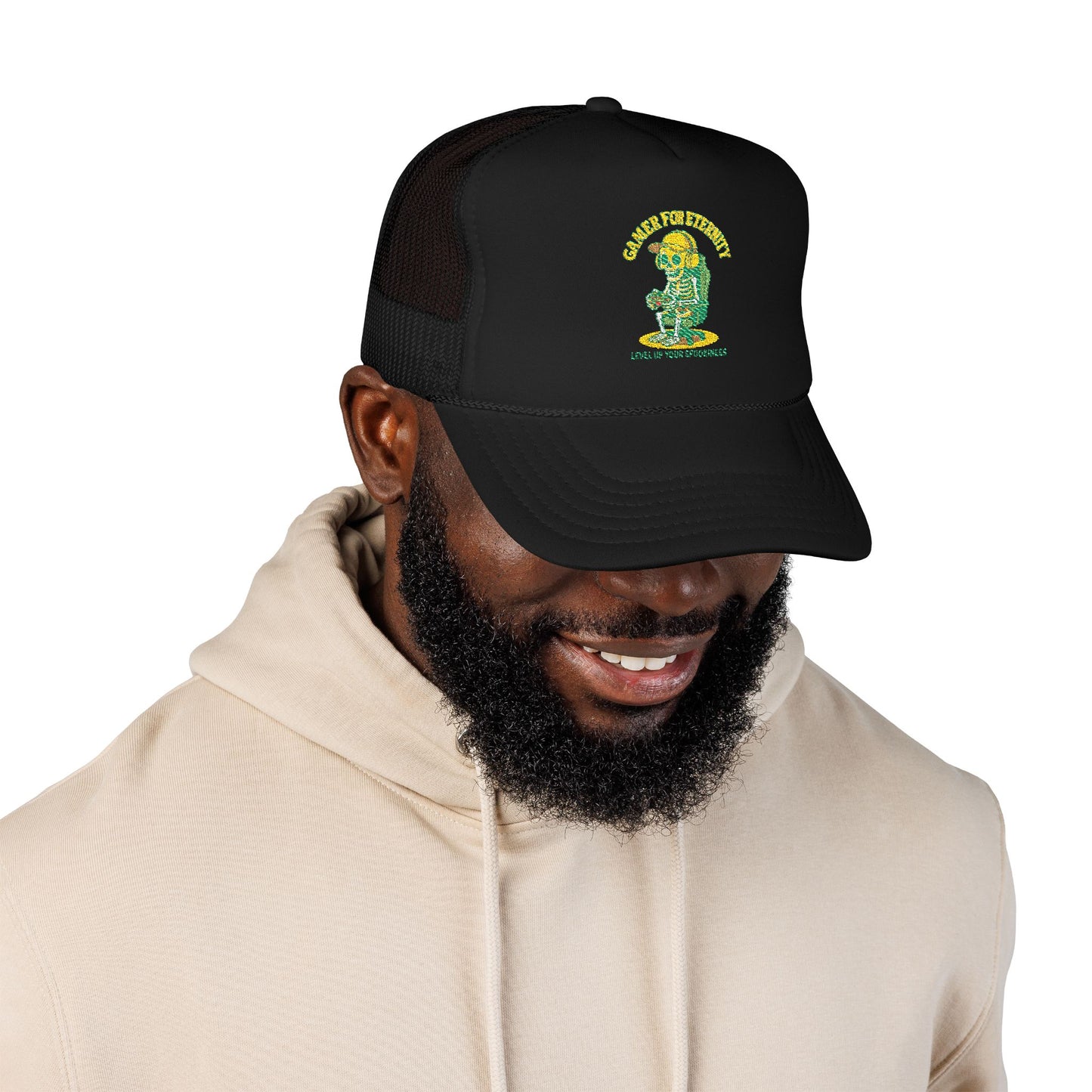 Embroidered Foam Trucker Hat - Cute Cartoon Design for Outdoor Fun, Fashion Accessories, Gift for Her, Unique Summer Style,  Adjustable Cap, Trucker Hat Embroidered
