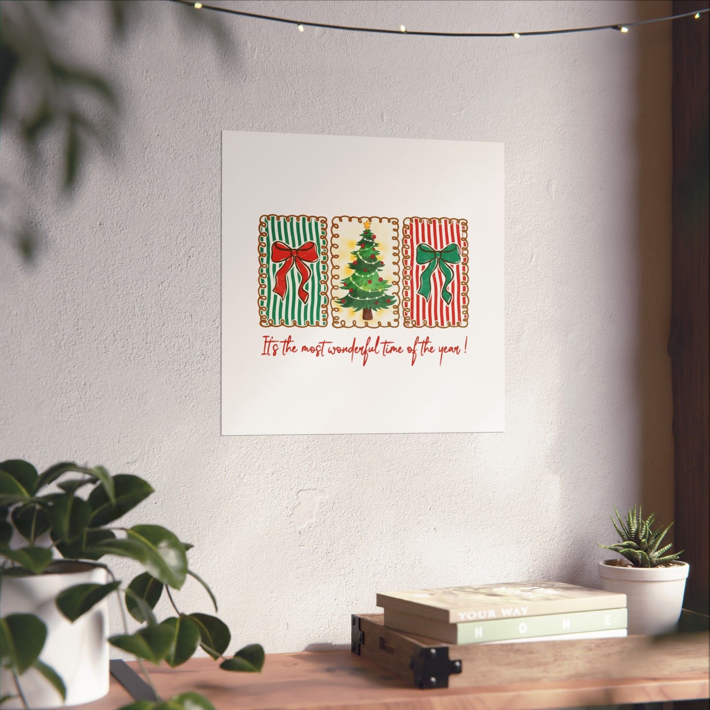 Festive Christmas Tree & Bow Design | It’s the Most Wonderful Time of the Year – Holiday Shirt, Mug, Tote & Home Decor Poster