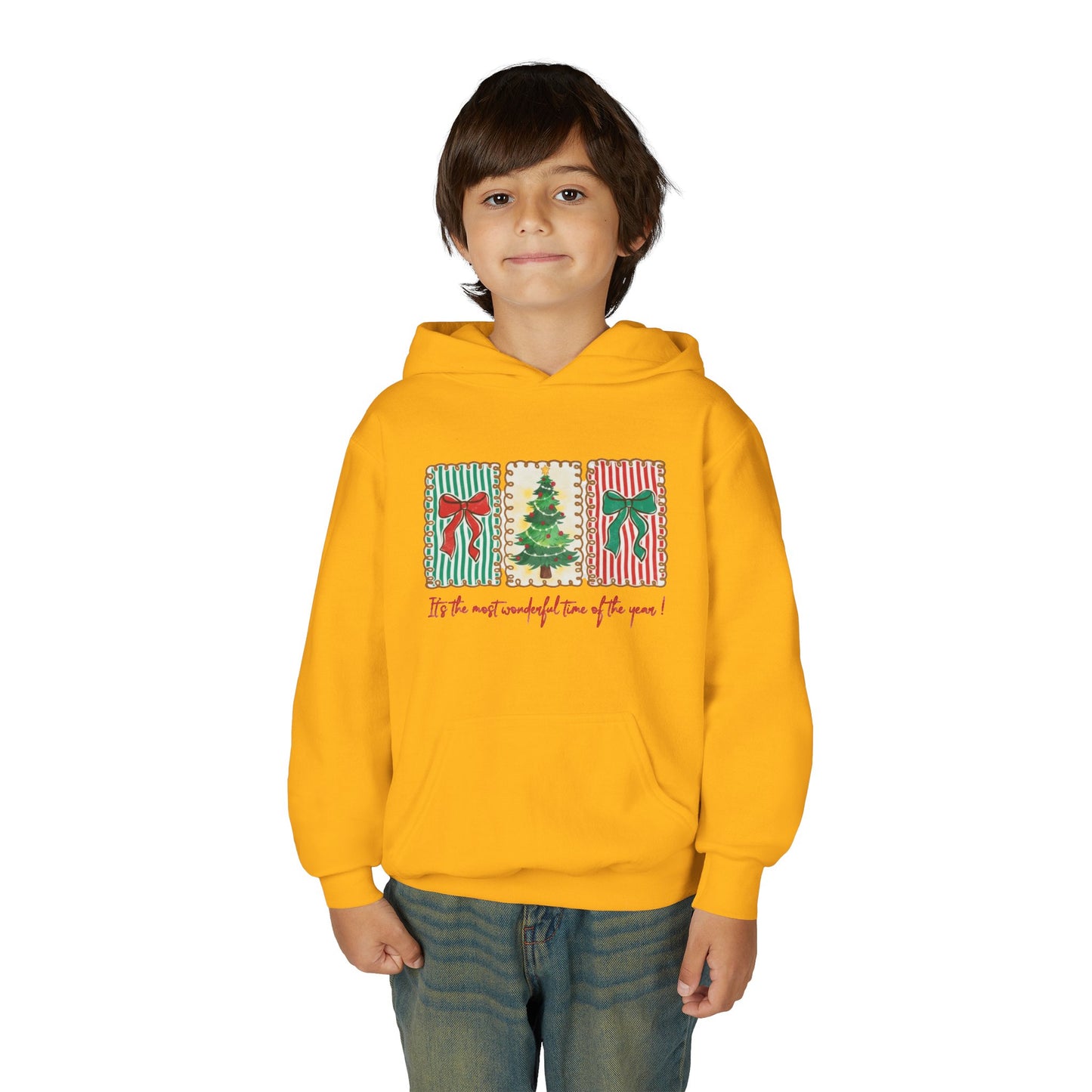 Festive Christmas Tree & Bow Design | It’s the Most Wonderful Time of the Year – Holiday Shirt, Mug, Tote & Home Decor Kids Hoodie