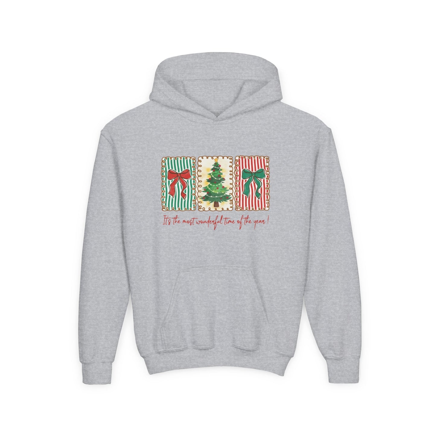 Festive Christmas Tree & Bow Design | It’s the Most Wonderful Time of the Year – Holiday Shirt, Mug, Tote & Home Decor Kids Hoodie