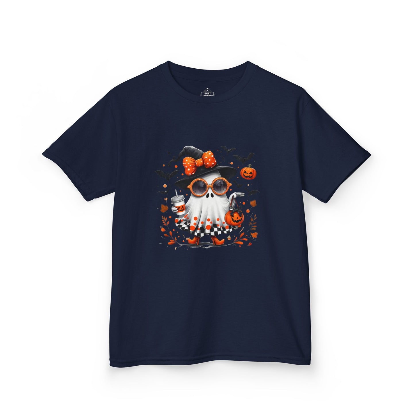 Cute Halloween Ghost T-Shirt | Trendy Witch Ghost Outfit | Spooky Fall Shirt for Women | Pumpkin Aesthetic Halloween Apparel Gift , Kids T-Shirts