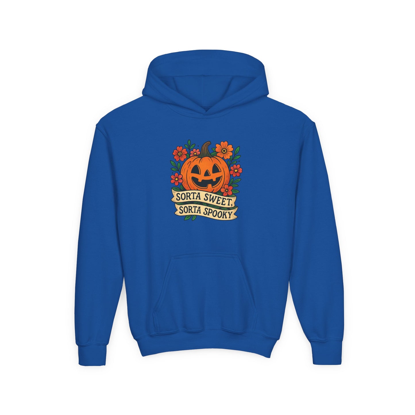 Cute Pumpkin Design – Sorta Sweet, Sorta Spooky Halloween Artwork Kids Hoodies