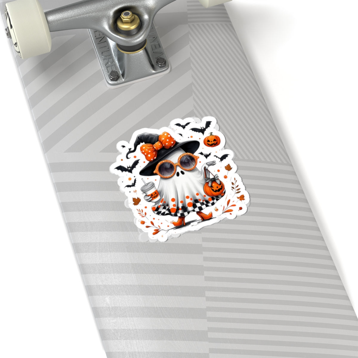 Trendy Halloween Ghost with Witch Sunglasses | Cute Spooky Chic Pumpkin Art Print | Fashion Ghost Fall Aesthetic Design  Stickers