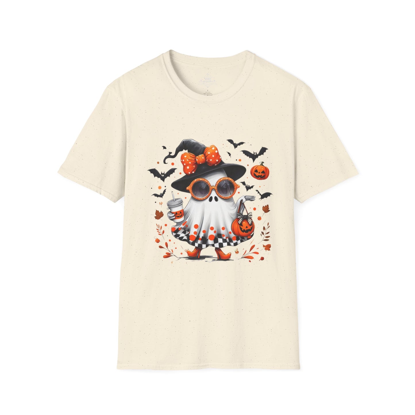 Trendy Halloween Ghost with Witch  Sunglasses | Cute Spooky Chic Pumpkin Art Print | Fashion Ghost Fall Aesthetic Design