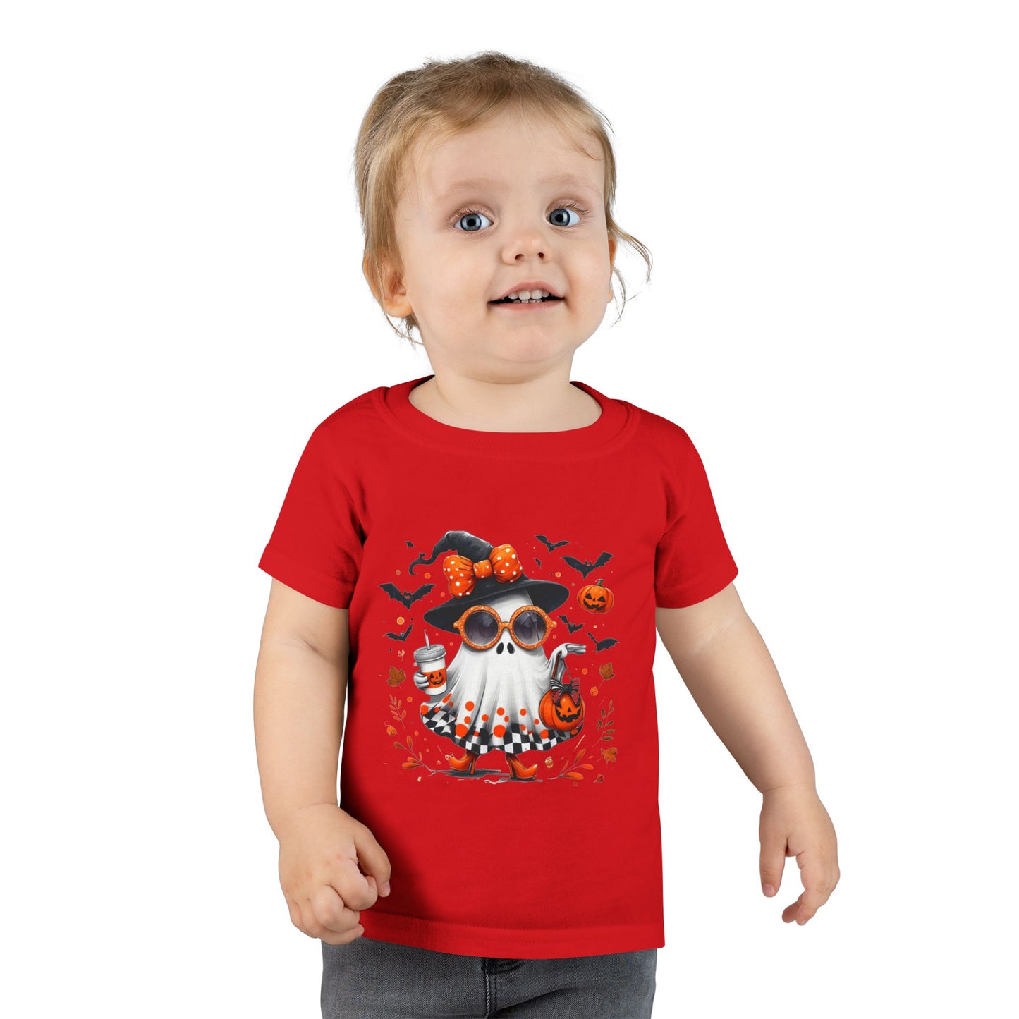 Cute Halloween Ghost T-Shirt | Trendy Witch Ghost Outfit | Spooky Fall Shirt for Women | Pumpkin Aesthetic Halloween Apparel Gift Toddler T-Shirt